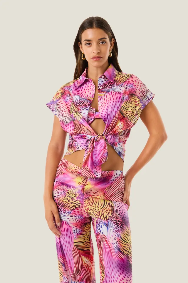 4giveness-camicia-over-pink-butterfly-cover-up-donna image 1