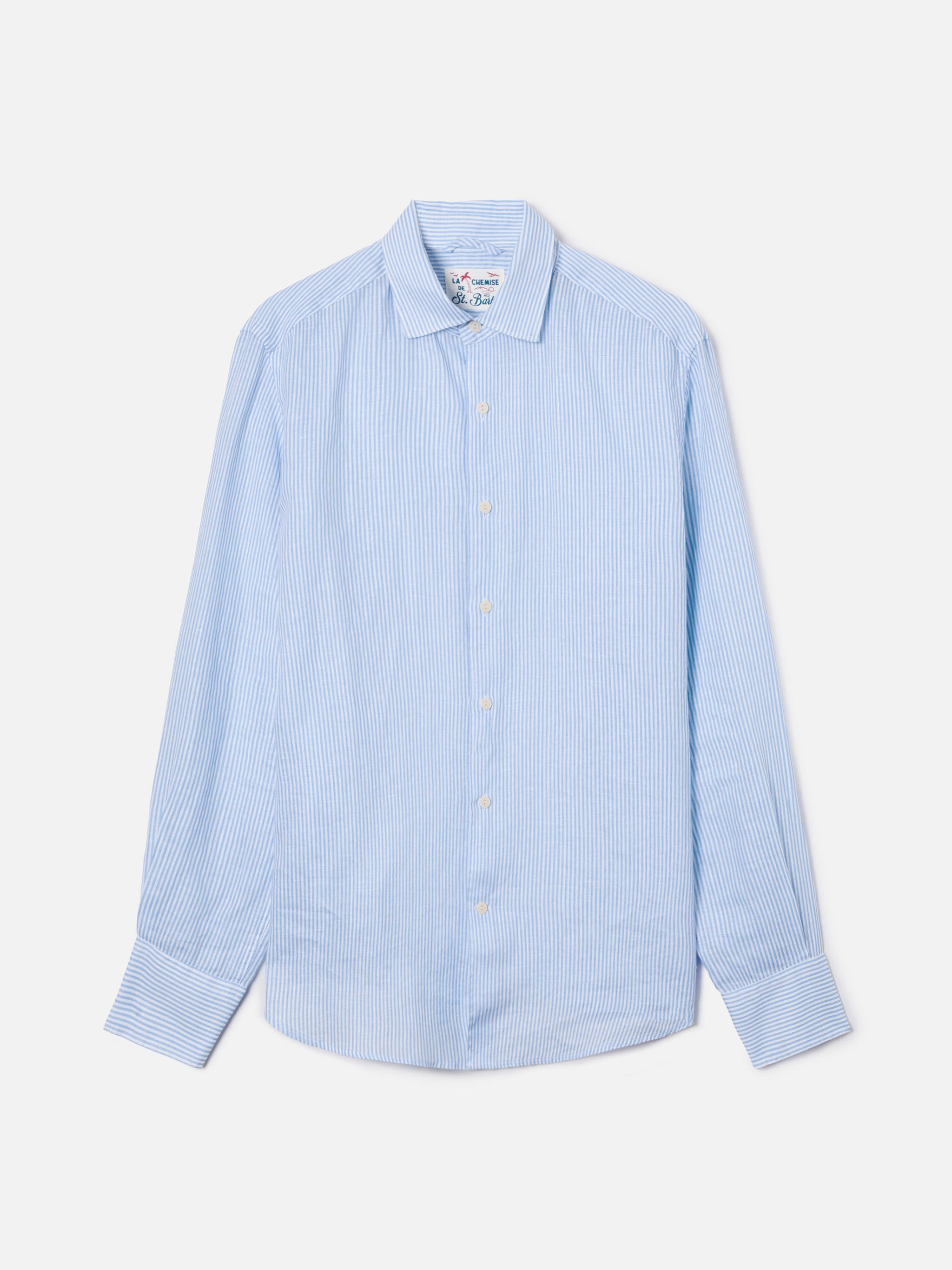 mc2-saint-barth-camicia-pamplona-in-puro-lino-a-righe-azzurre image 4