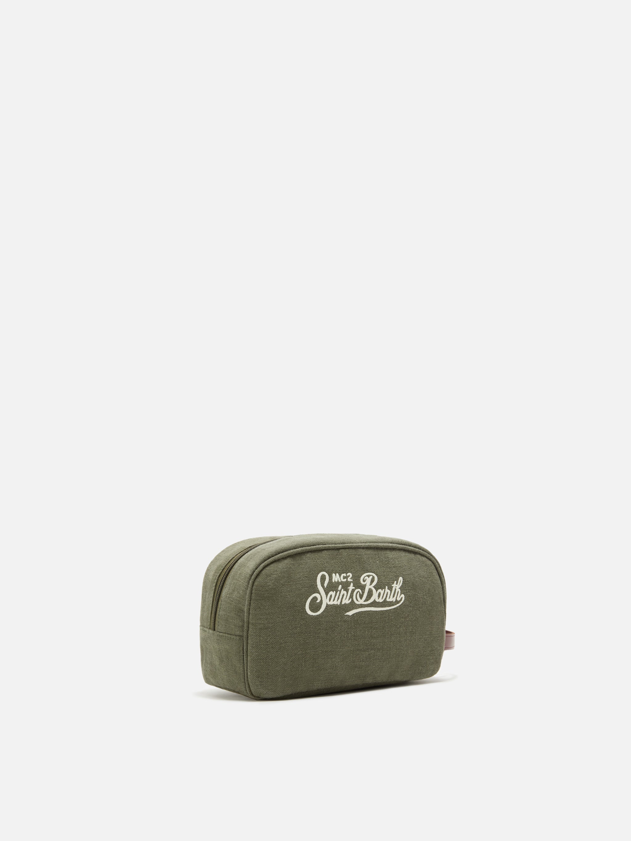 mc2-saint-barth-beauty-bag-westwood-in-lino-verde-con-logo-ricamato image 2