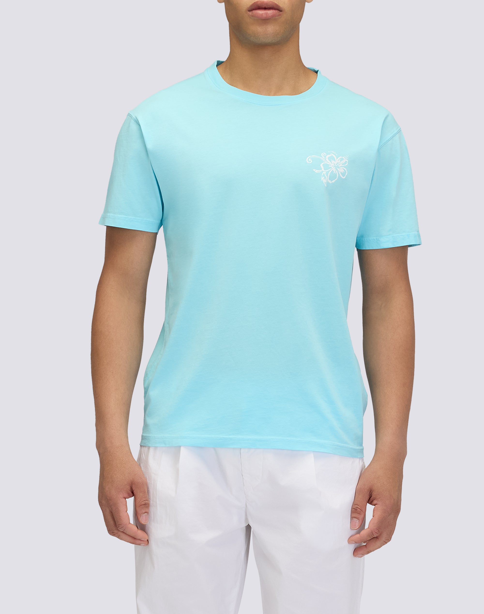 sundek-m321tej78tc-t-shirt-uomo-girocollo-stampa-hibiscus-d-archivio image 1