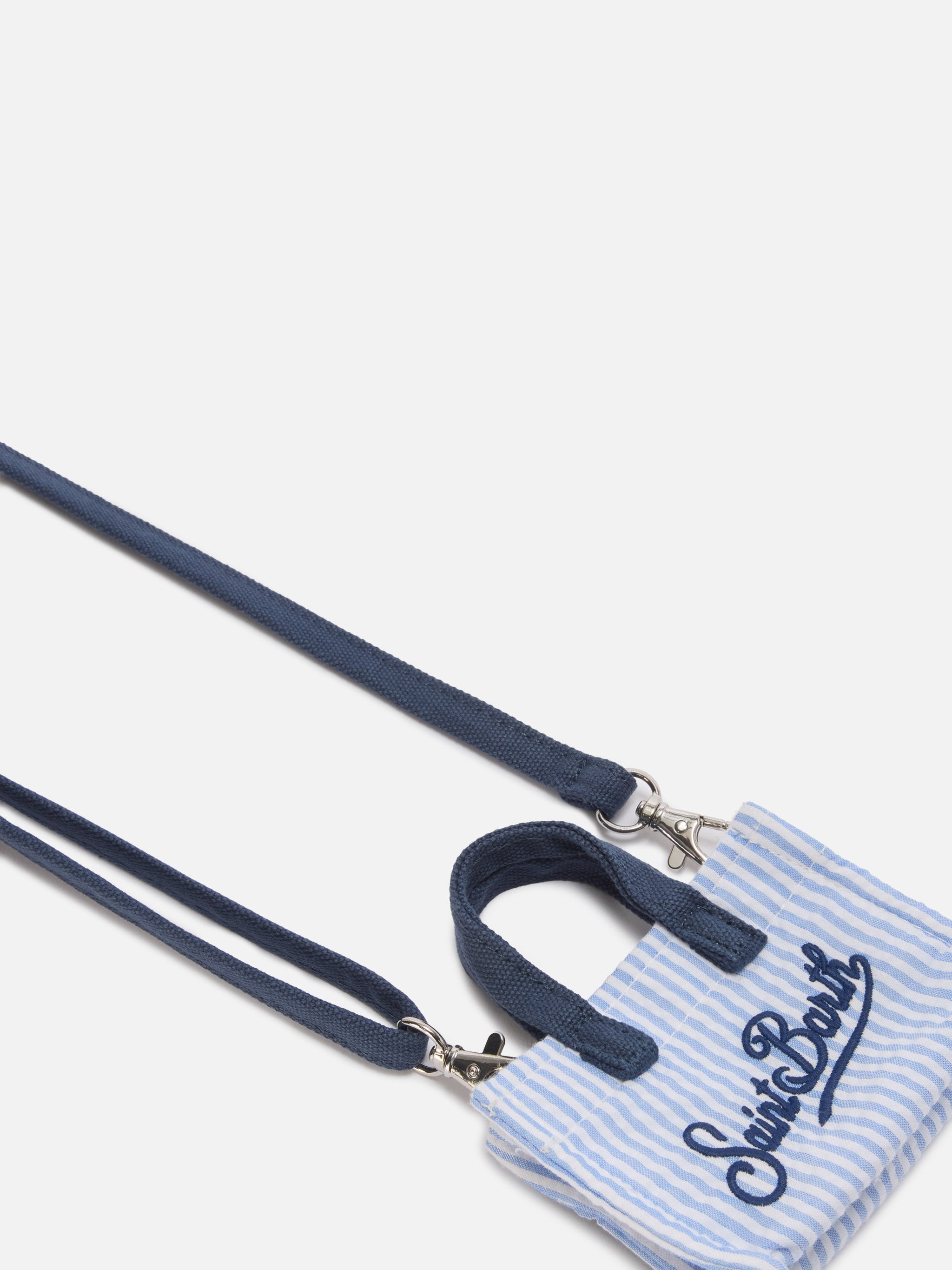 mc2-saint-barth-keychain-mini-borsa-cotone-a-righe-blu-con-logo image 2