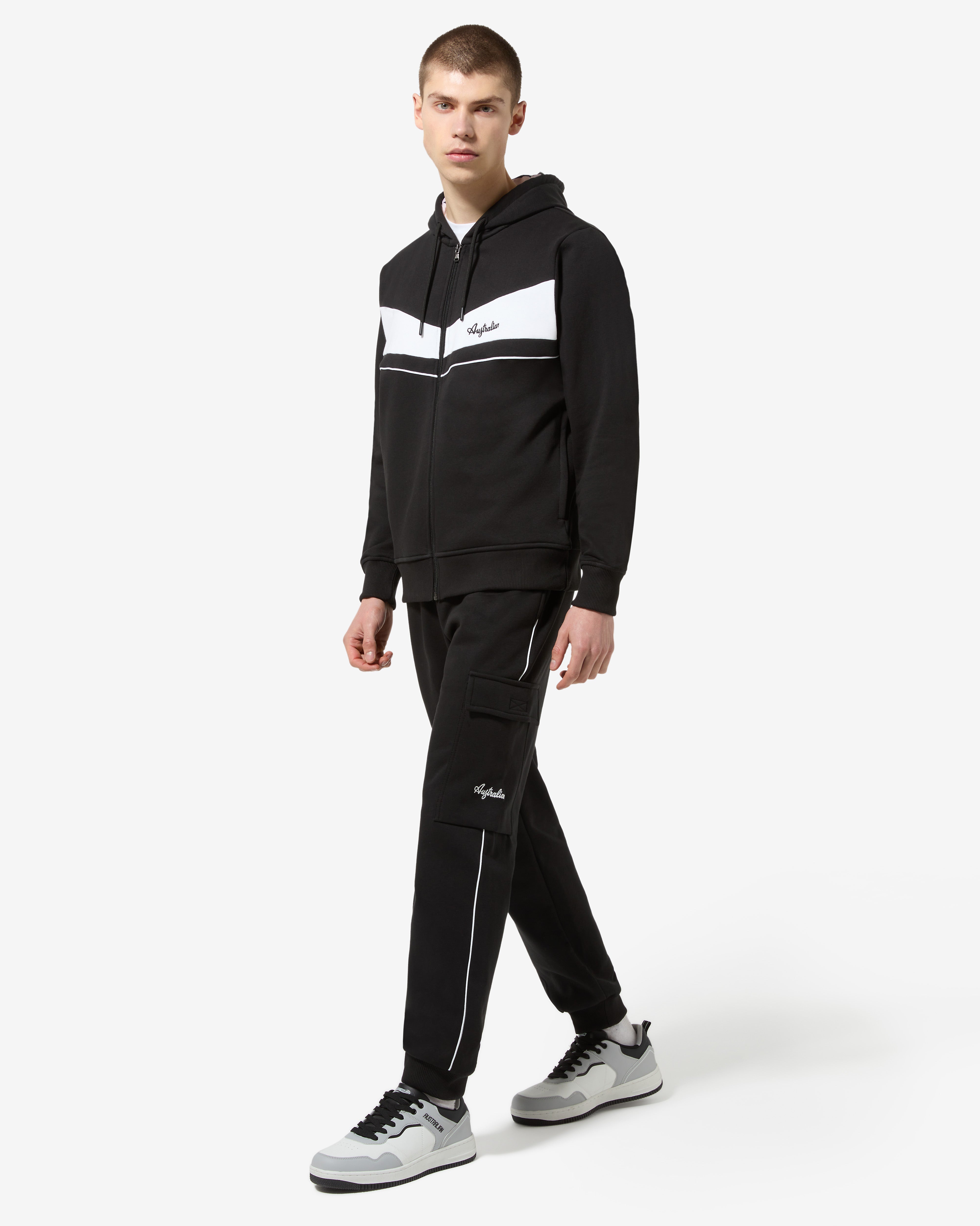 australian-pocket-track-pant-pantalone-felpa-invernale-nero-con-tasca-gamba image 2