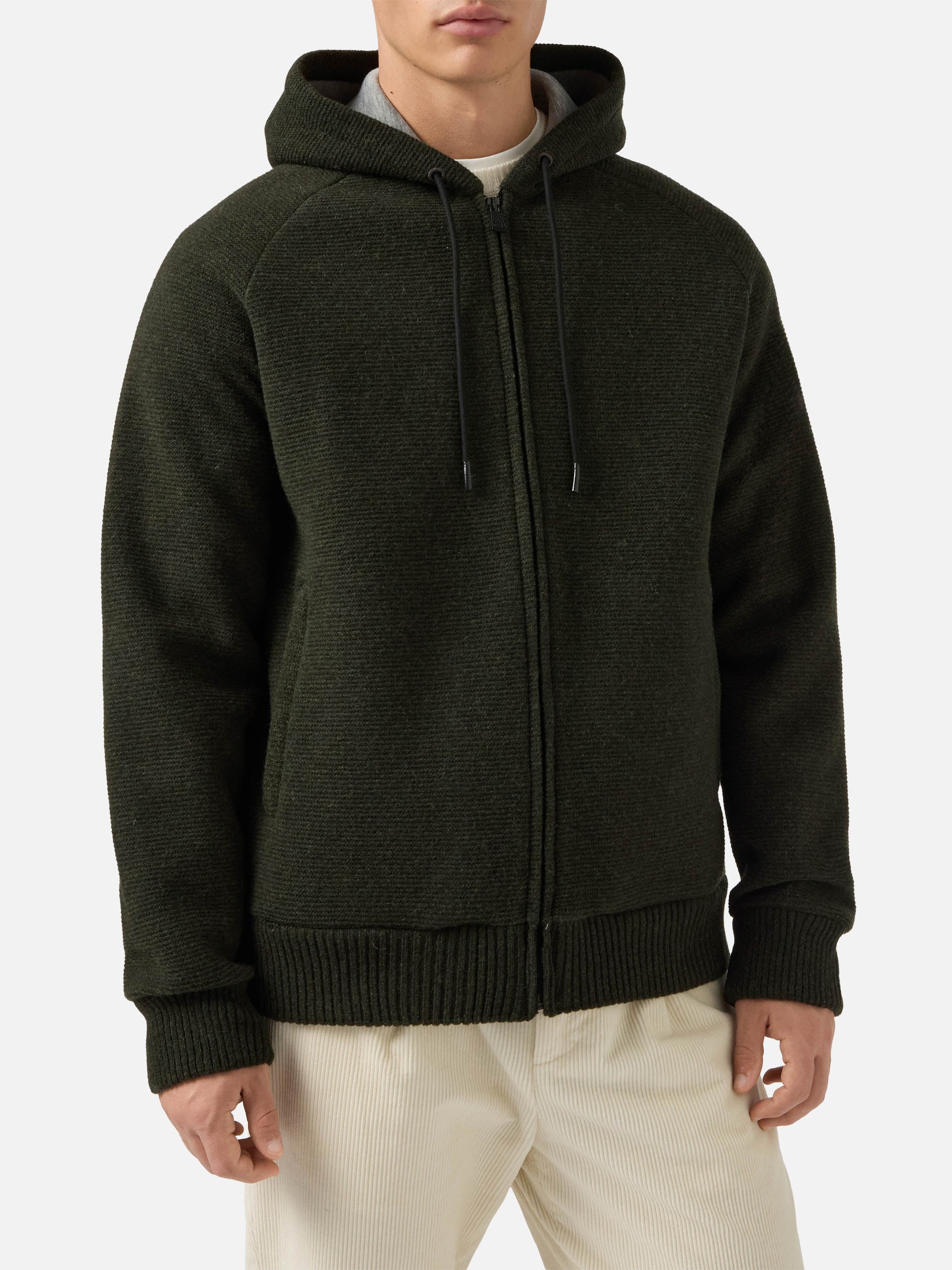 mc2-saint-barth-giacca-carrell-knit-uomo-verde-militare-con-zip-e-cappuccio image 1