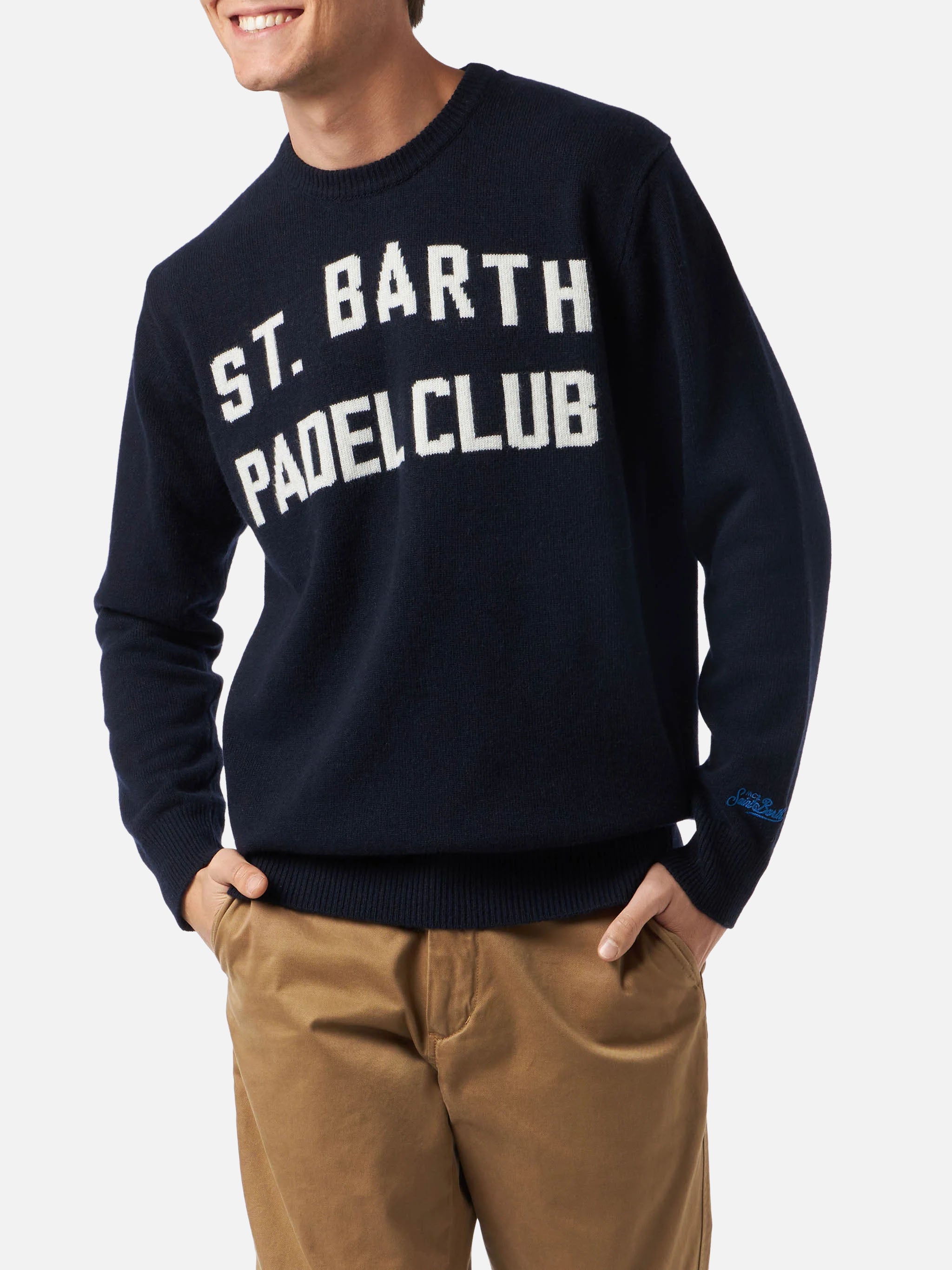 mc2-saint-barth-maglione-girocollo-uomo-st-barth-padel-club-jacquard-blu image 2