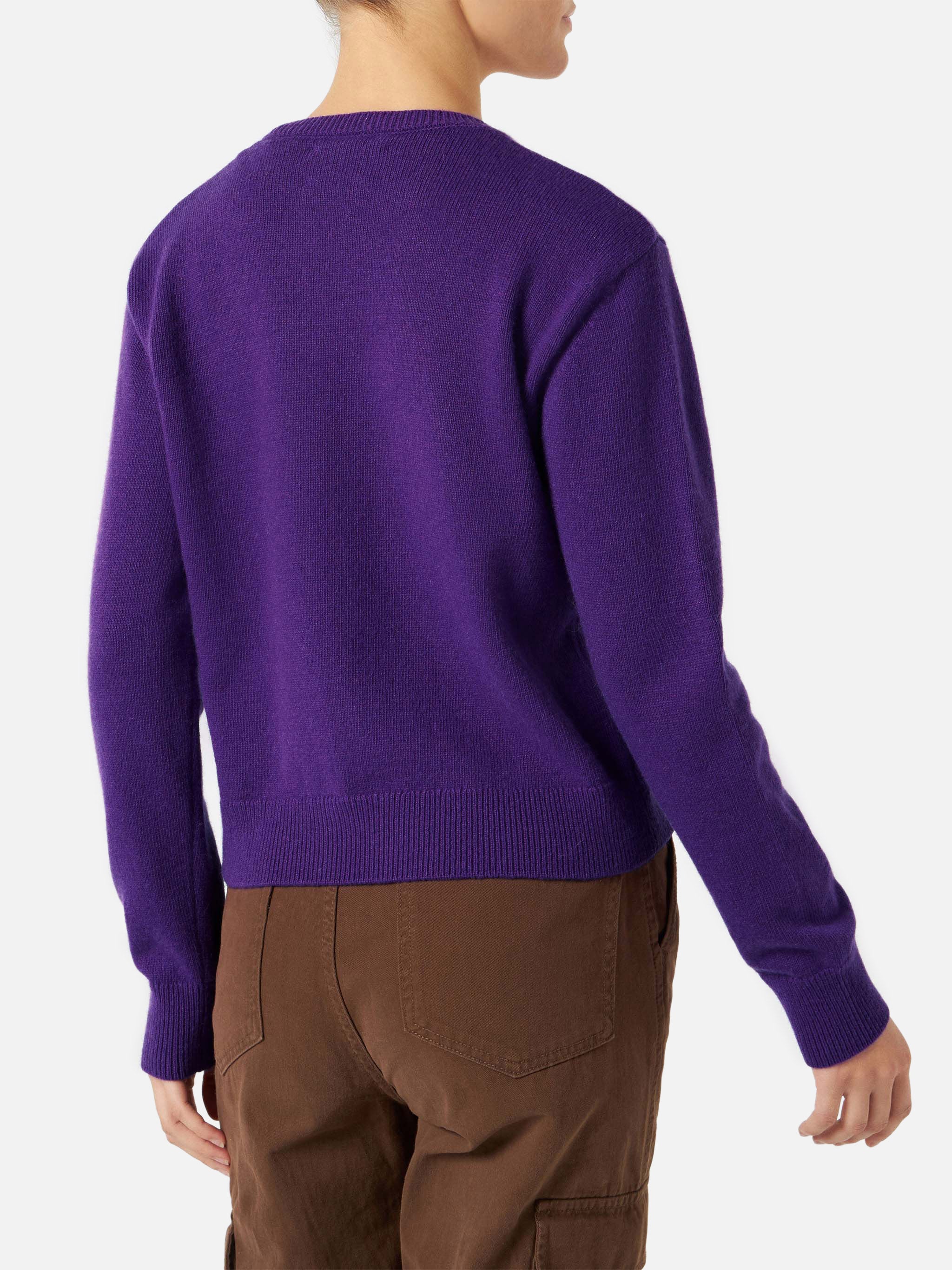 mc2-saint-barth-new-queen-maglione-crop-in-misto-cashmere-viola-con-logo image 3