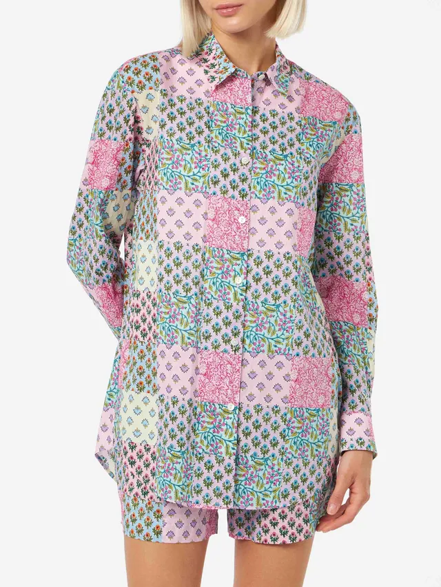 mc2-saint-barth-brigitte-camicia-donna-in-cotone-stampa-floreale-multicolor-over image 1