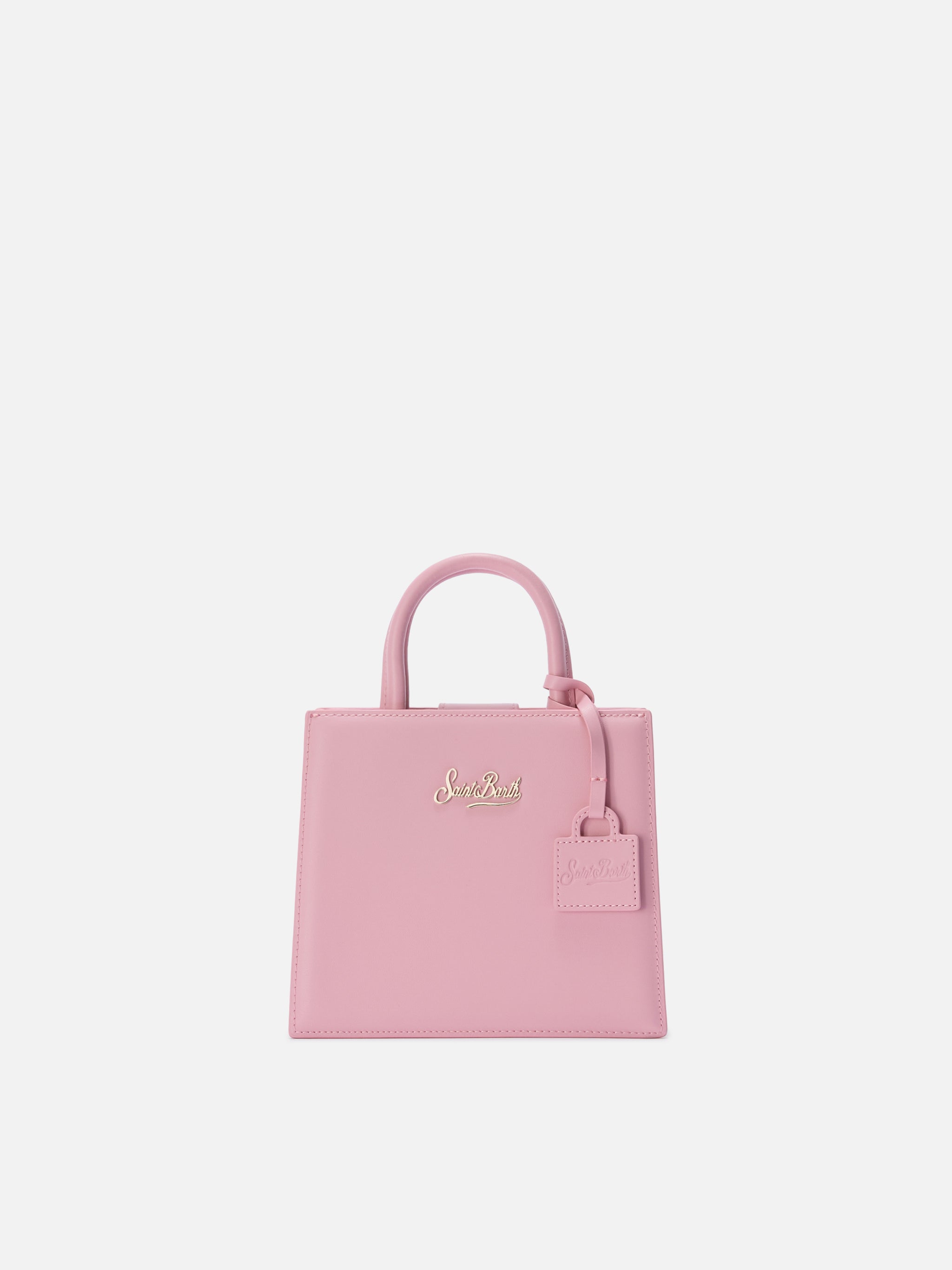 mc2-saint-barth-borsa-shop-mini-in-pelle-liscia-rosa-con-targhetta-metallica image 1