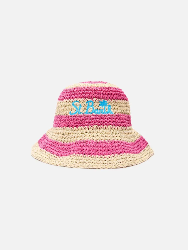 mc2-saint-barth-cappello-polly-bucket-paglia-rosa-taglia-unica image 1