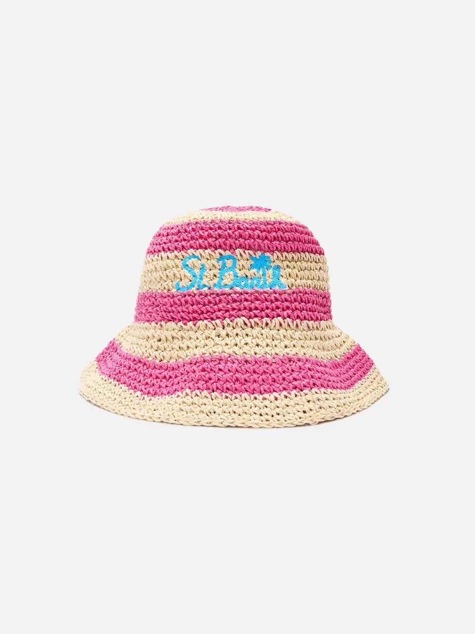 mc2-saint-barth-cappello-polly-bucket-paglia-rosa-taglia-unica image 1