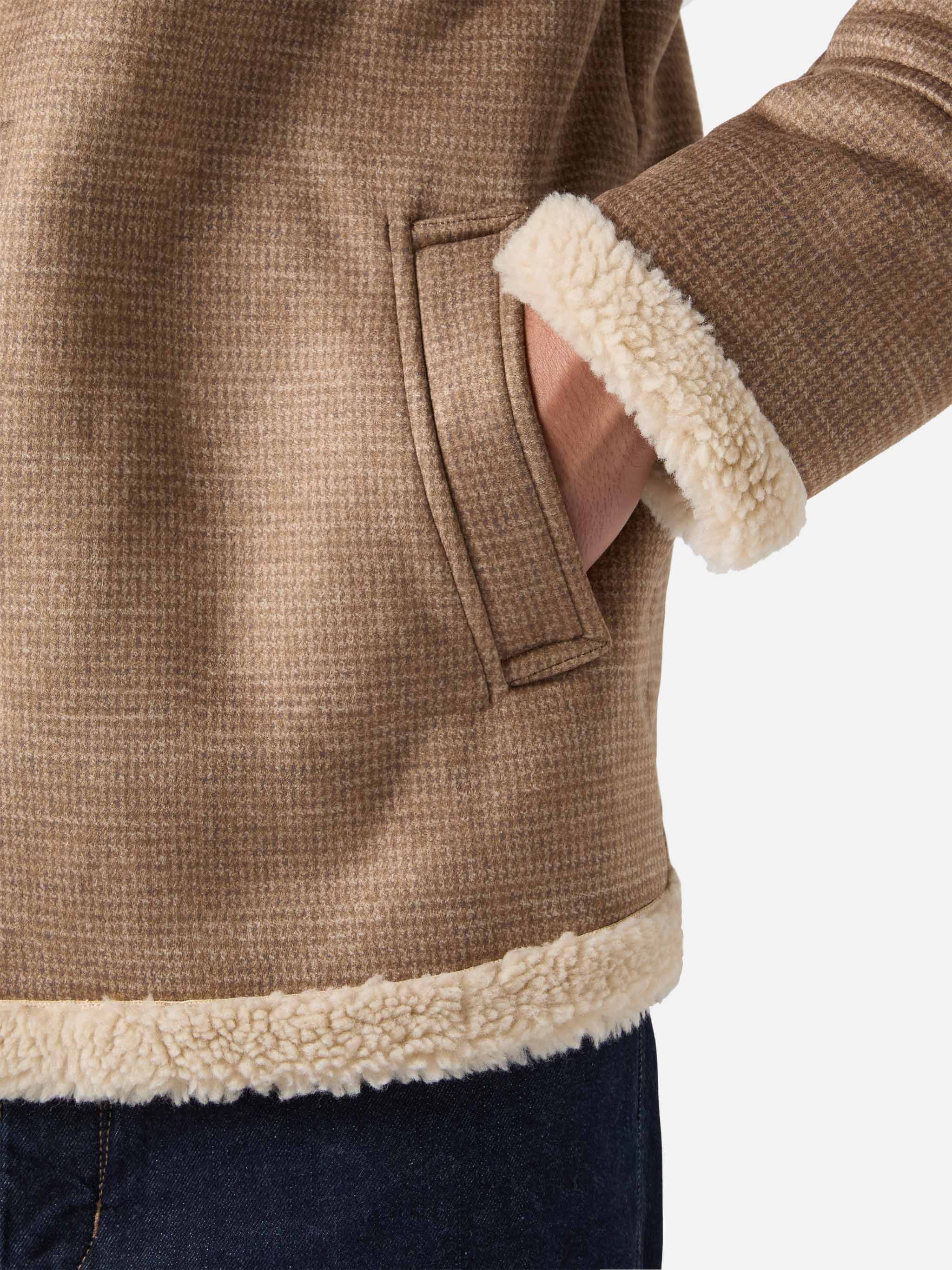 mc2-saint-barth-kells-giacca-bambina-pied-de-poule-marrone-con-eco-shearling image 5