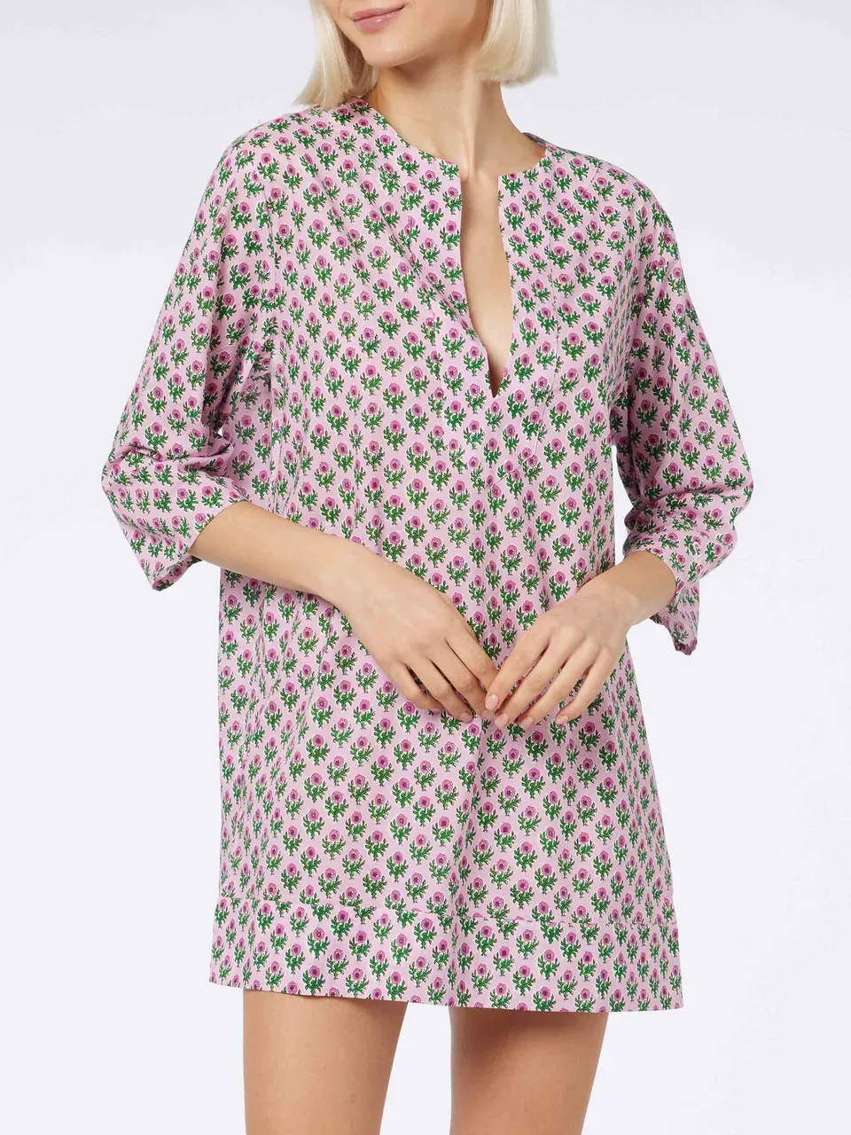 mc2-saint-barth-macha-abito-tunica-donna-cotone-rosa-floreale image 1