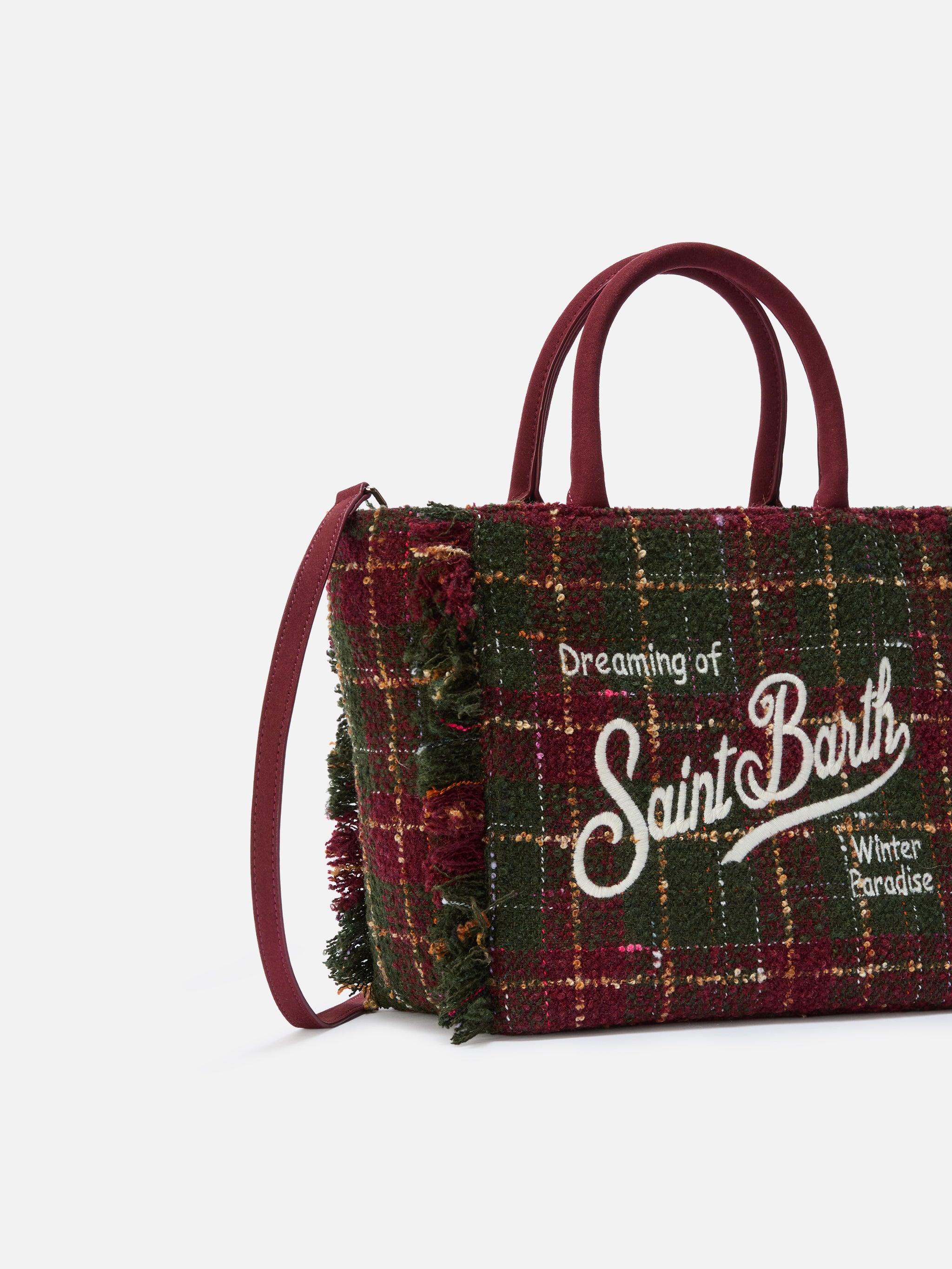 mc2-saint-barth-colette-tweed-borsa-a-mano-bordeaux-check-27x25x14-cm image 4
