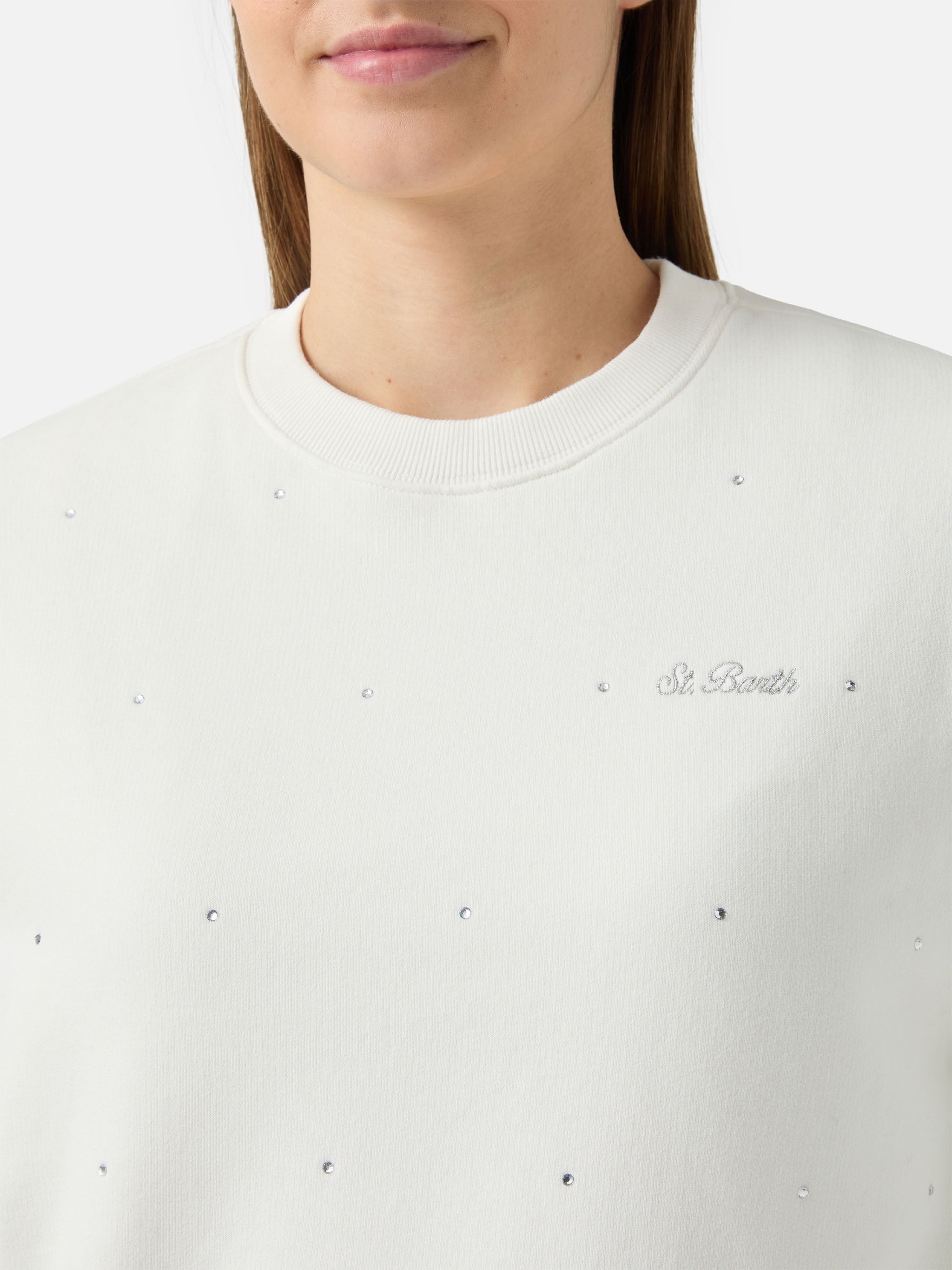 mc2-saint-barth-felpa-casey-in-cotone-bianco-con-strass image 2