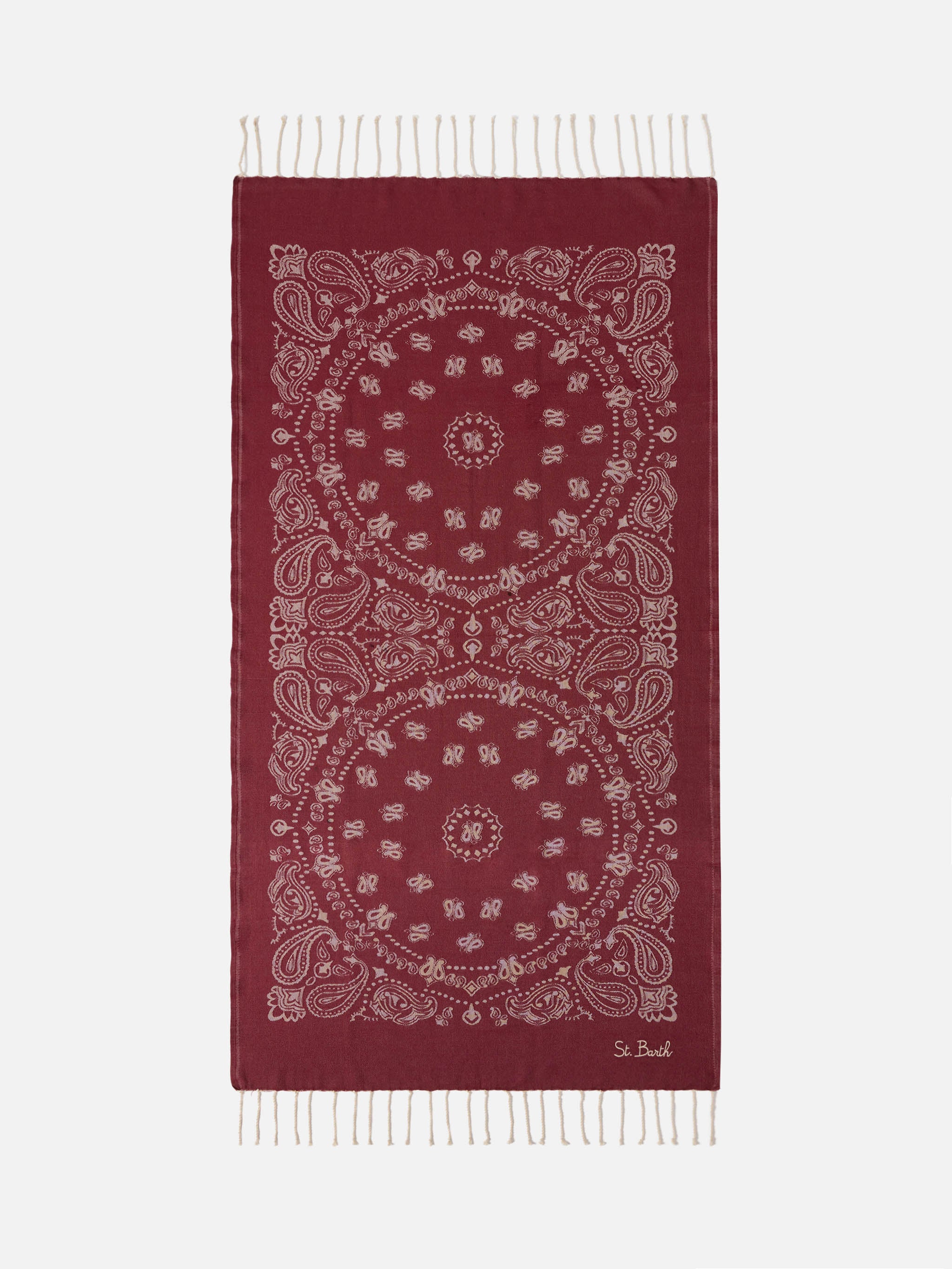 mc2-saint-barth-fouta-fout009-telo-mare-in-cotone-jacquard-bandana-rosso image 1