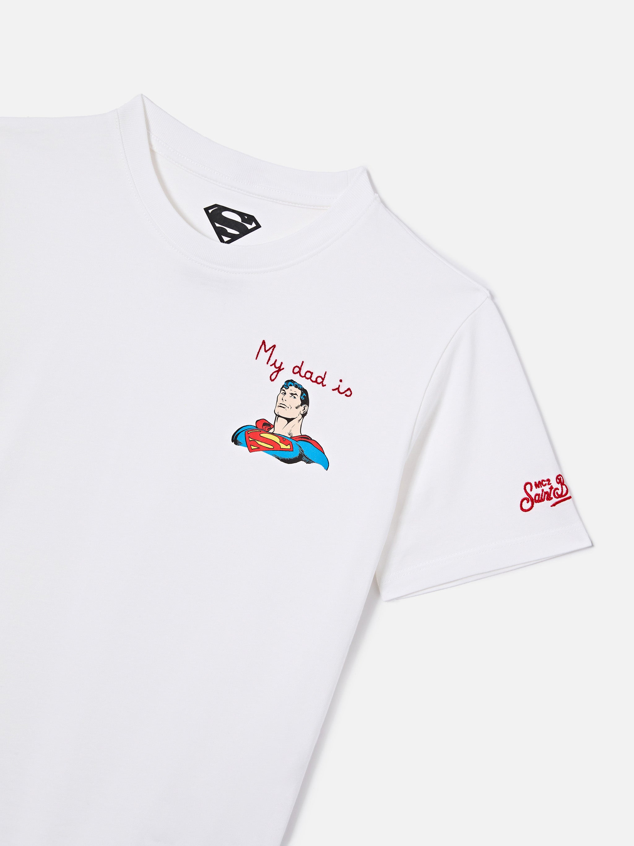 mc2-saint-barth-portofino-jr-t-shirt-bambino-bianca-my-dad-is-superman-special-e image 2