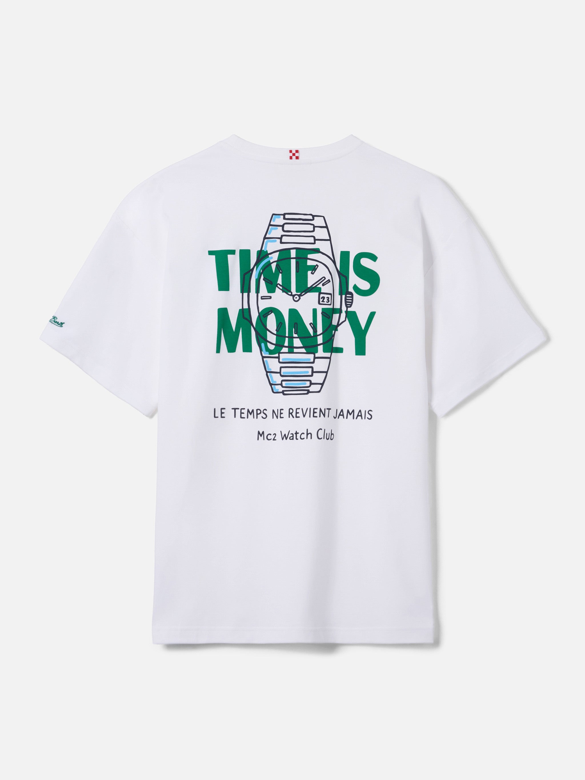 mc2-saint-barth-t-shirt-delmar-con-stampa-time-is-money-e-maxi-grafica-sul-retro image 1
