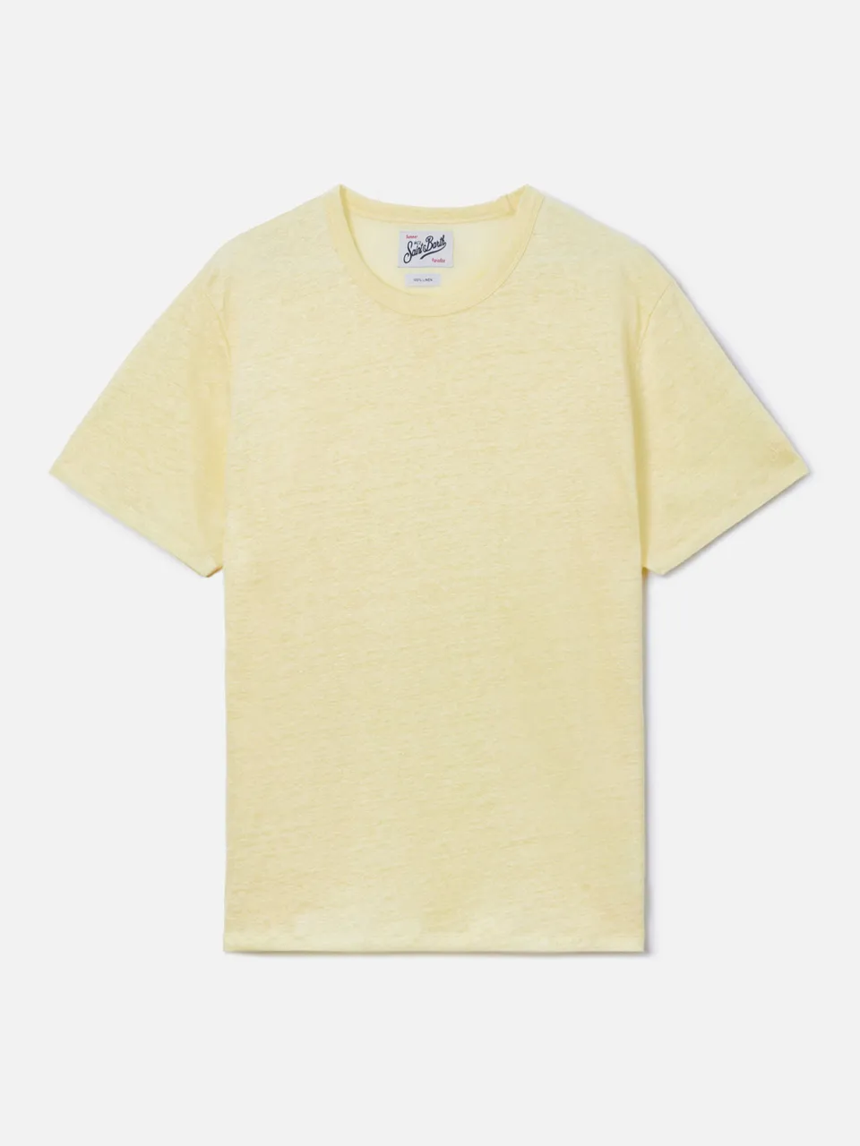 mc2-saint-barth-t-shirt-ecstasea-in-puro-lino-giallo-con-logo-ricamato image 1