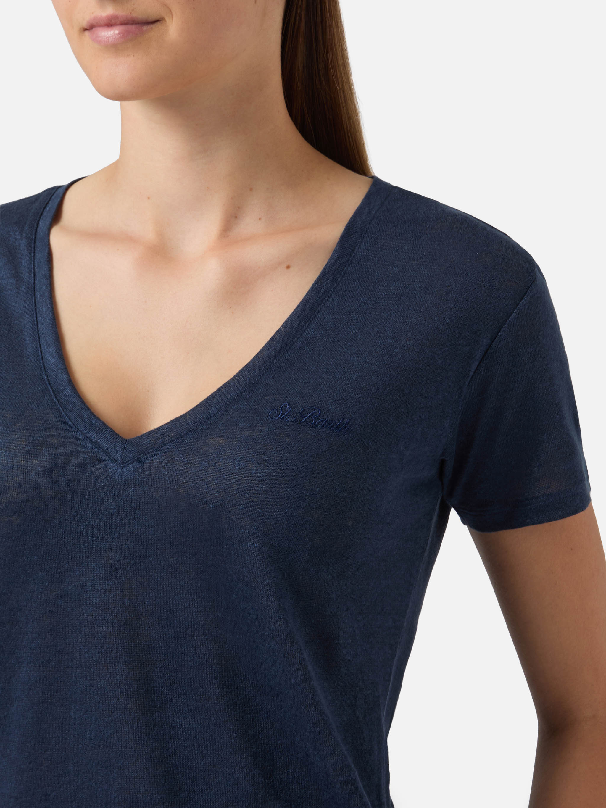 mc2-saint-barth-t-shirt-eloise-in-lino-blu-con-logo-ricamato image 3