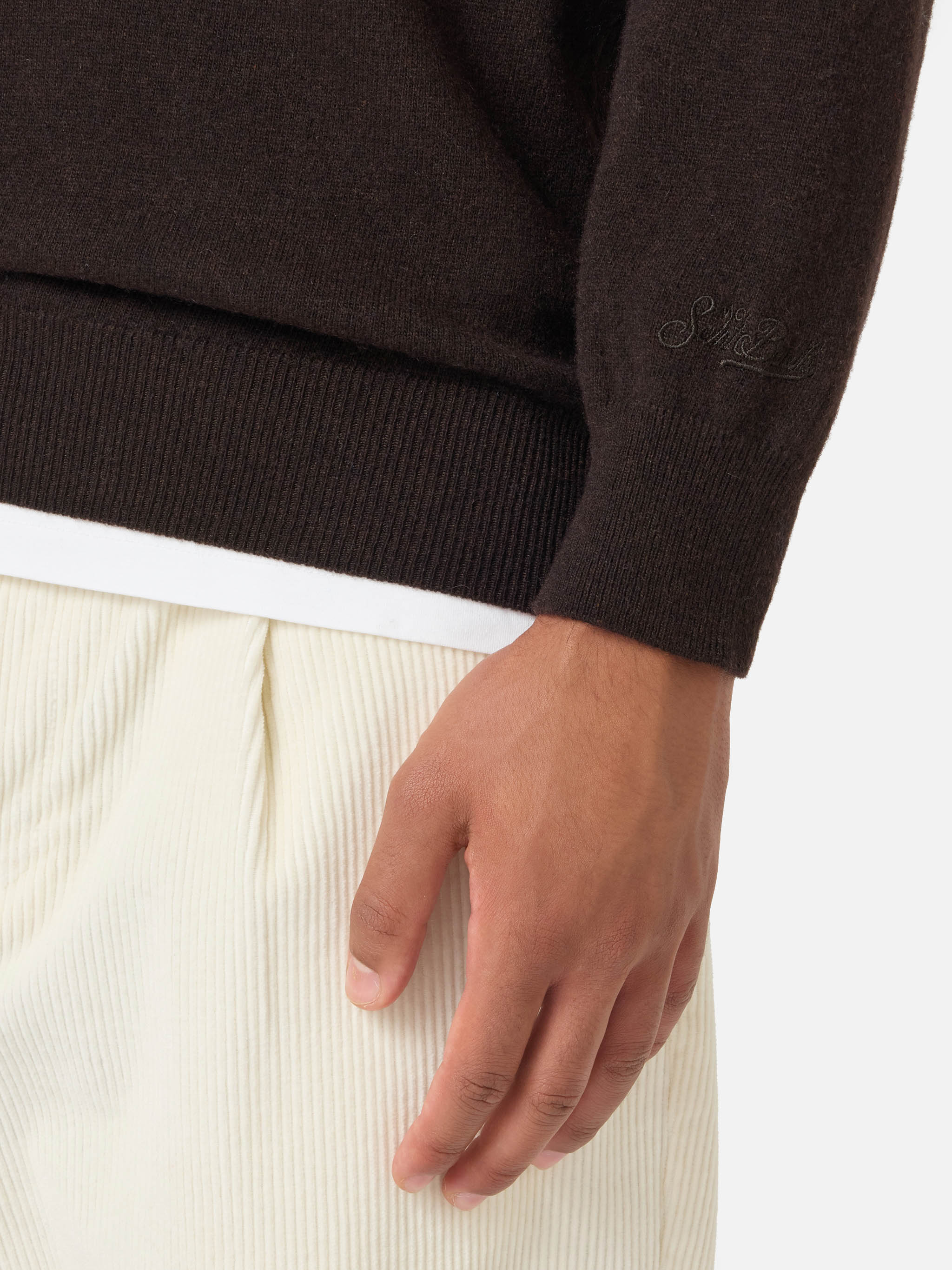 mc2-saint-barth-heron-light-maglione-uomo-girocollo-marrone-con-ricamo-wall-stre image 3