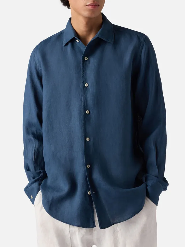 mc2-saint-barth-raphael-camicia-uomo-in-lino-blu-navy image 1