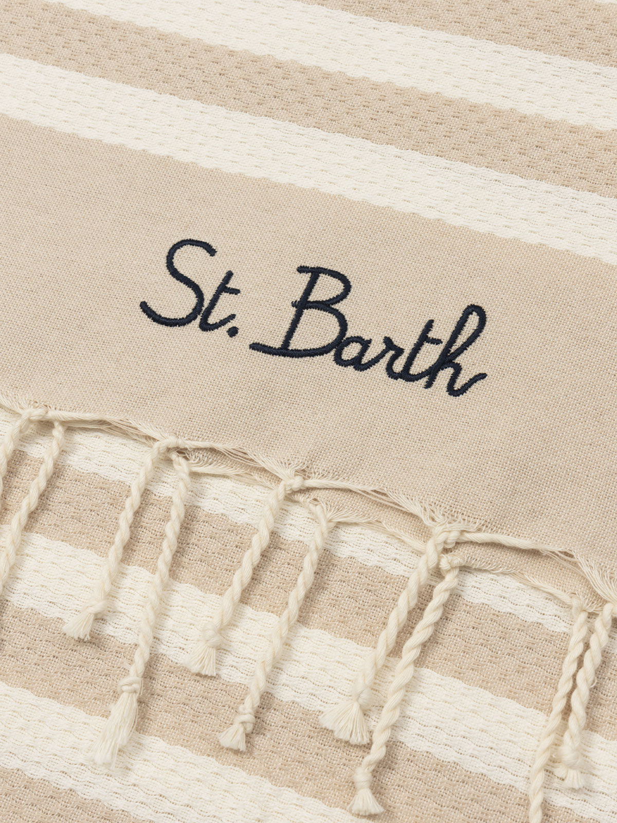 mc2-saint-barth-foutas-telo-mare-a-righe-beige-e-bianco-in-cotone-jacquard image 2