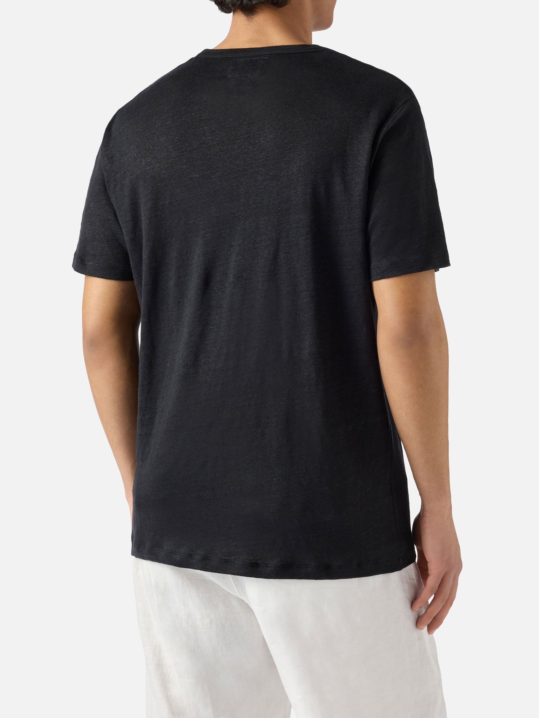 mc2-saint-barth-ecstasea-t-shirt-uomo-in-puro-lino-nero-con-logo-ricamato image 4