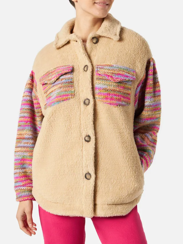 mc2-saint-barth-elys-giacca-effetto-sherpa-beige-dettagli-crochet image 1