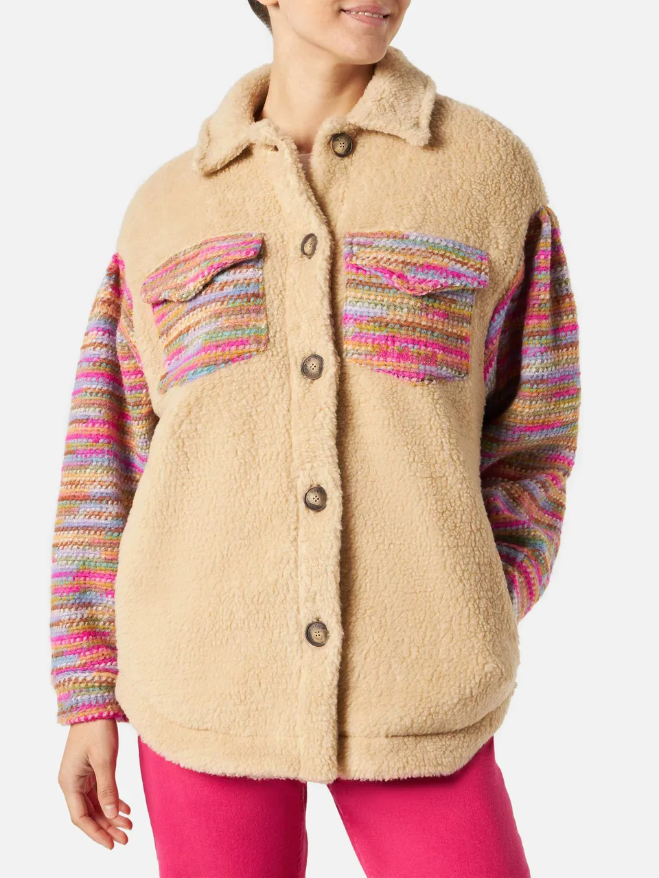 mc2-saint-barth-elys-giacca-effetto-sherpa-beige-dettagli-crochet image 1