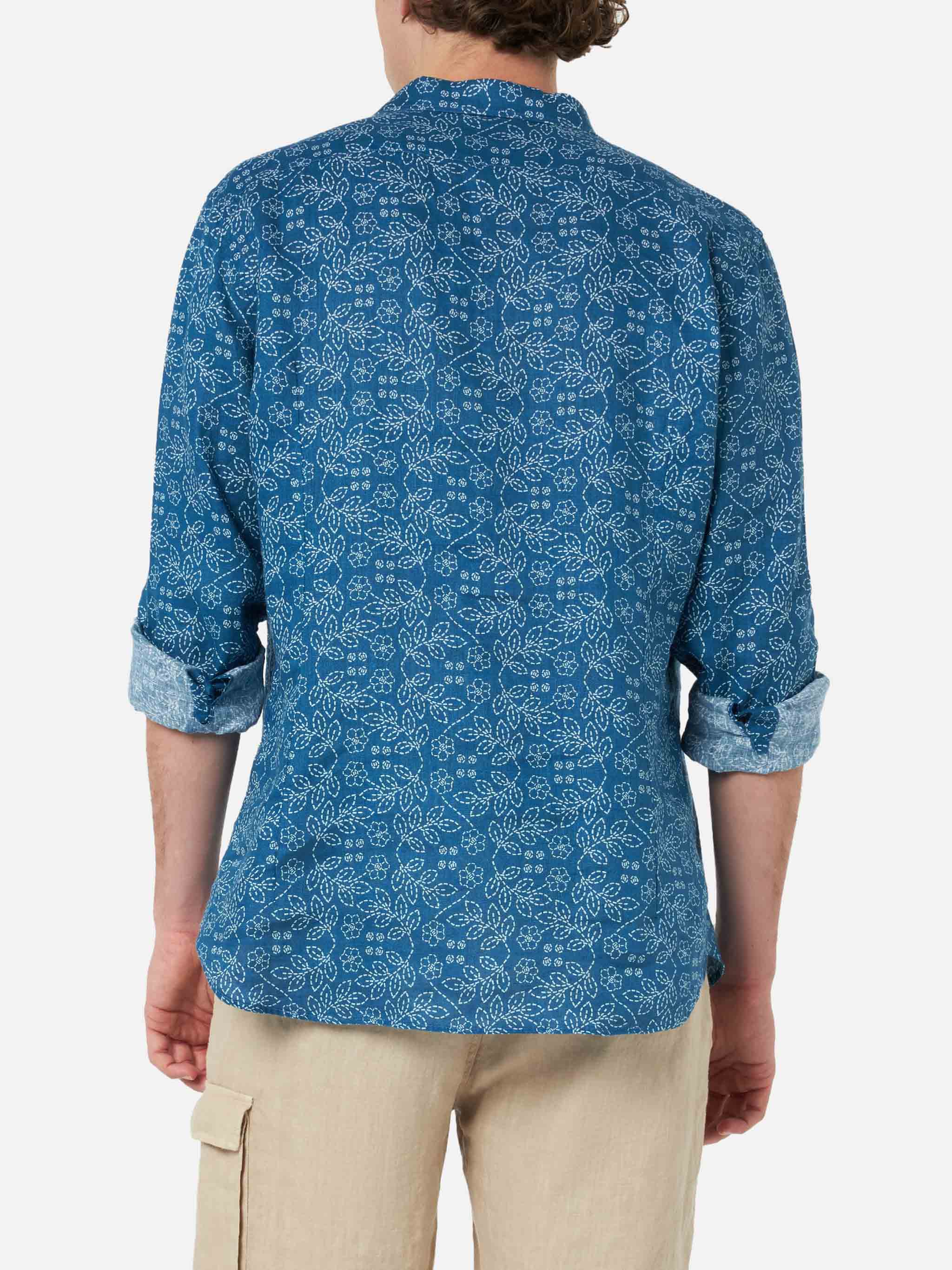 mc2-saint-barth-pamplona-camicia-uomo-in-lino-sashiko-blu image 2