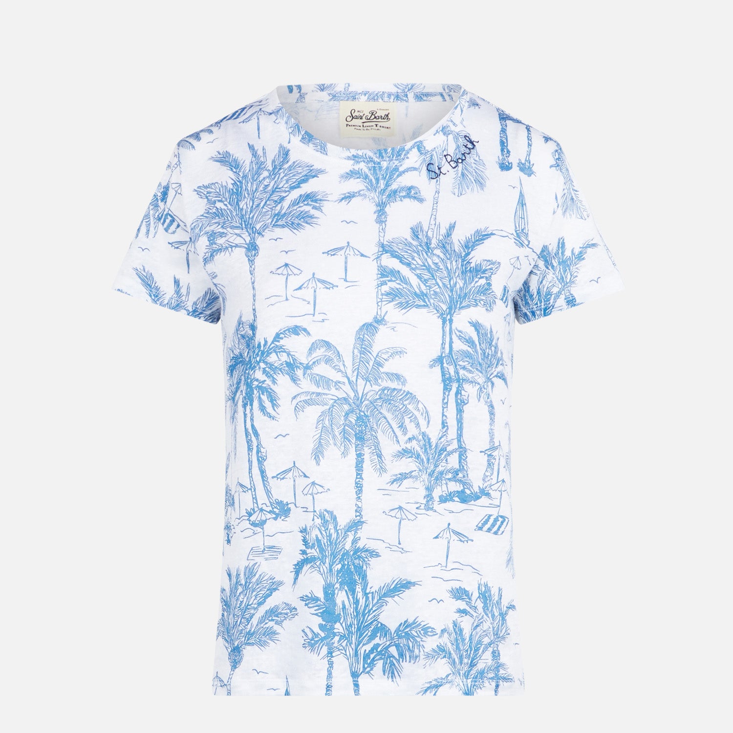 mc2-saint-barth-scarlett-t-shirt-donna-lino-toile-de-jouy-blu image 4