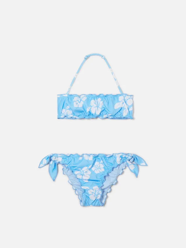 mc2-saint-barth-bikini-bambina-emy-a-fascia-azzurro-stampa-ibisco image 1