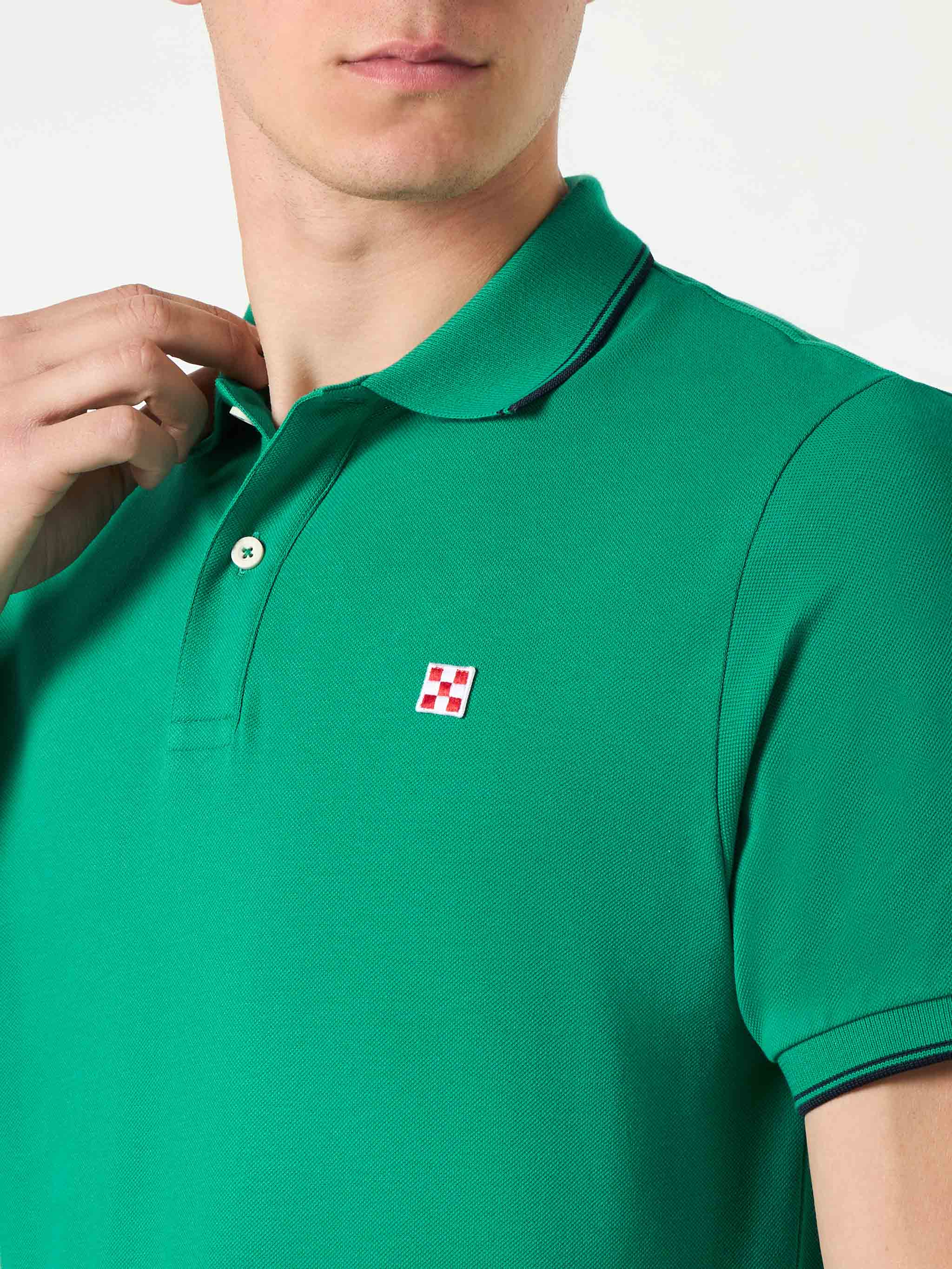 polo-mc2-saint-barth-in-piquet-di-cotone-stretch-verde-con-logo-ricamato image 2