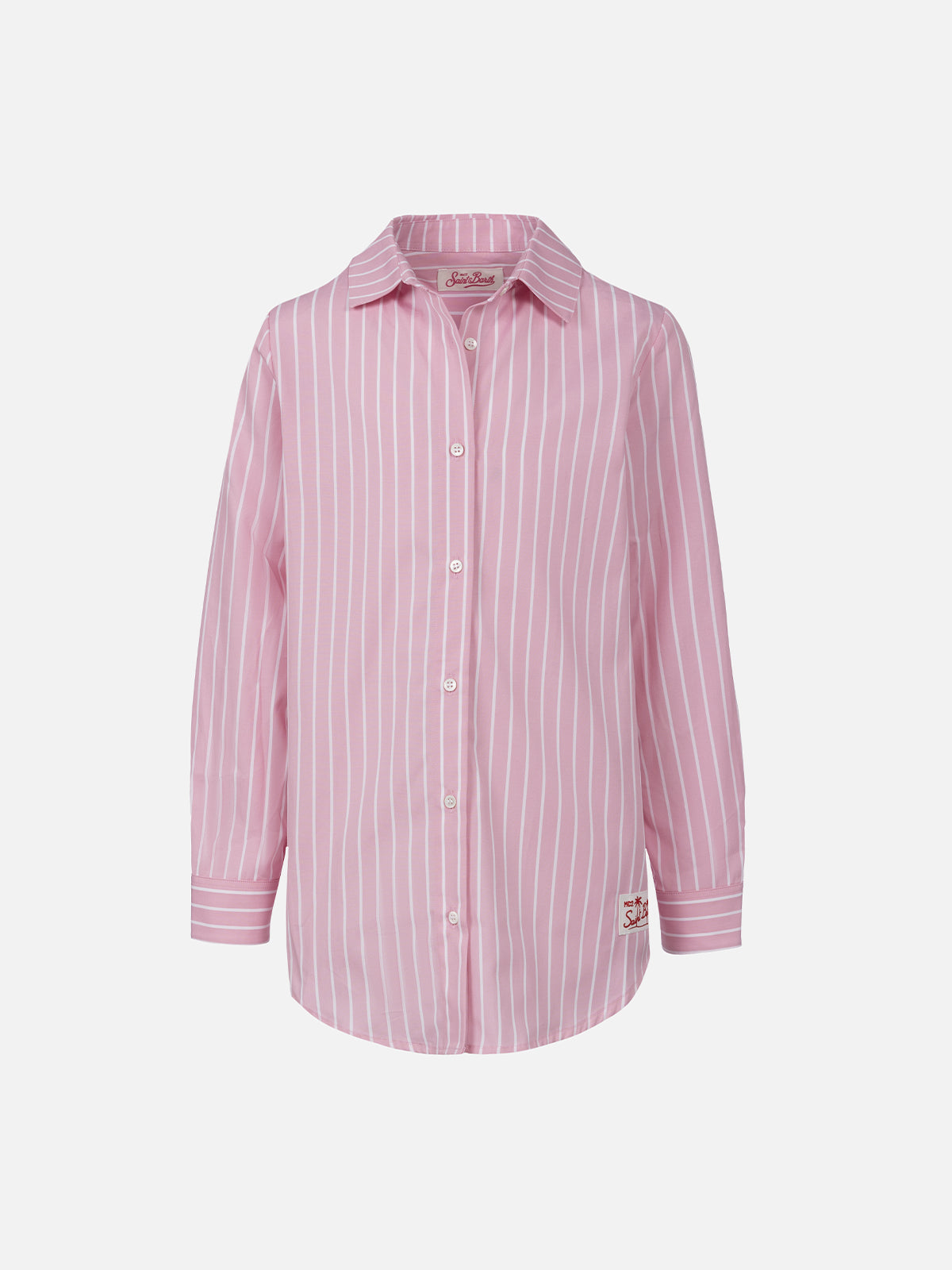 mc2-saint-barth-mini-brigitte-camicia-over-bambina-cotone-riga-rosa image 1