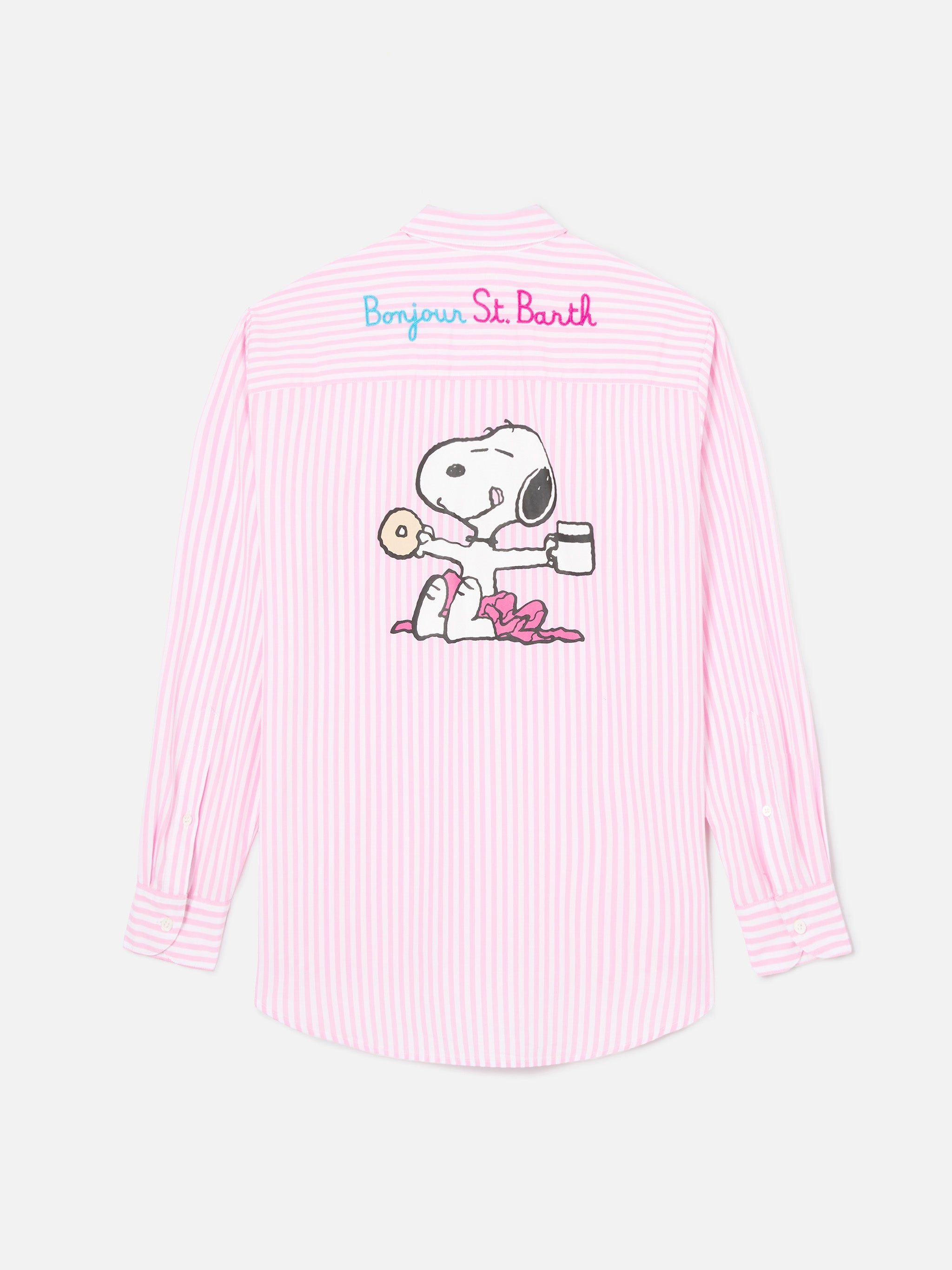 mc2-saint-barth-camicia-brigitte-a-righe-rosa-con-stampa-snoopy-special-edition image 4