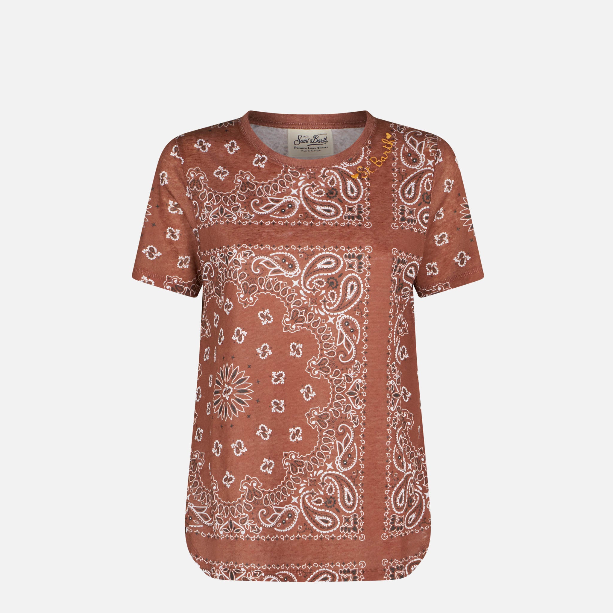 mc2-saint-barth-t-shirt-scarlett-in-lino-fantasia-bandana-marrone image 4