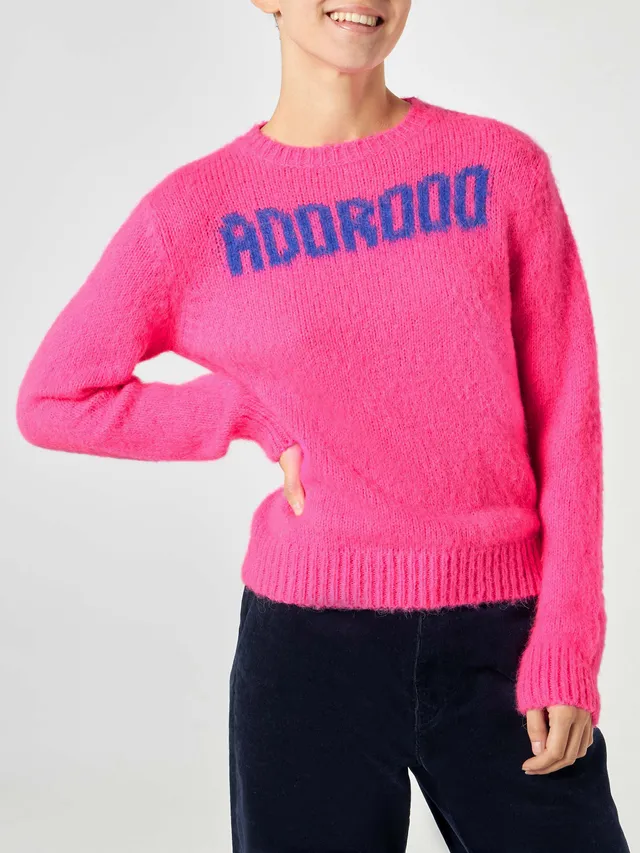 mc2-saint-barth-maglia-new-queen-soft-girocollo-con-ricamo-adorooo-fucsia-fluo image 1