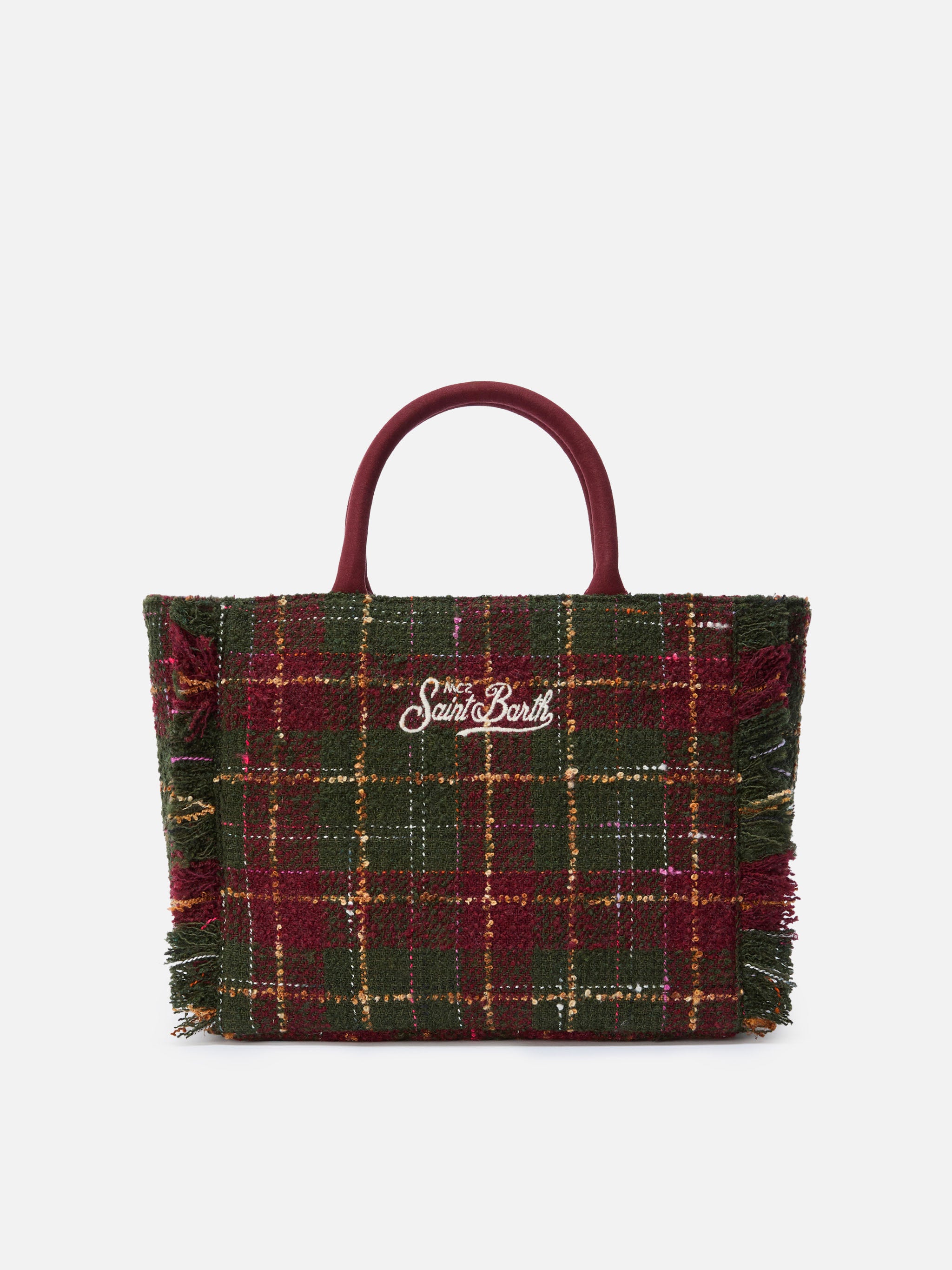 mc2-saint-barth-colette-tweed-borsa-a-mano-bordeaux-check-27x25x14-cm image 3