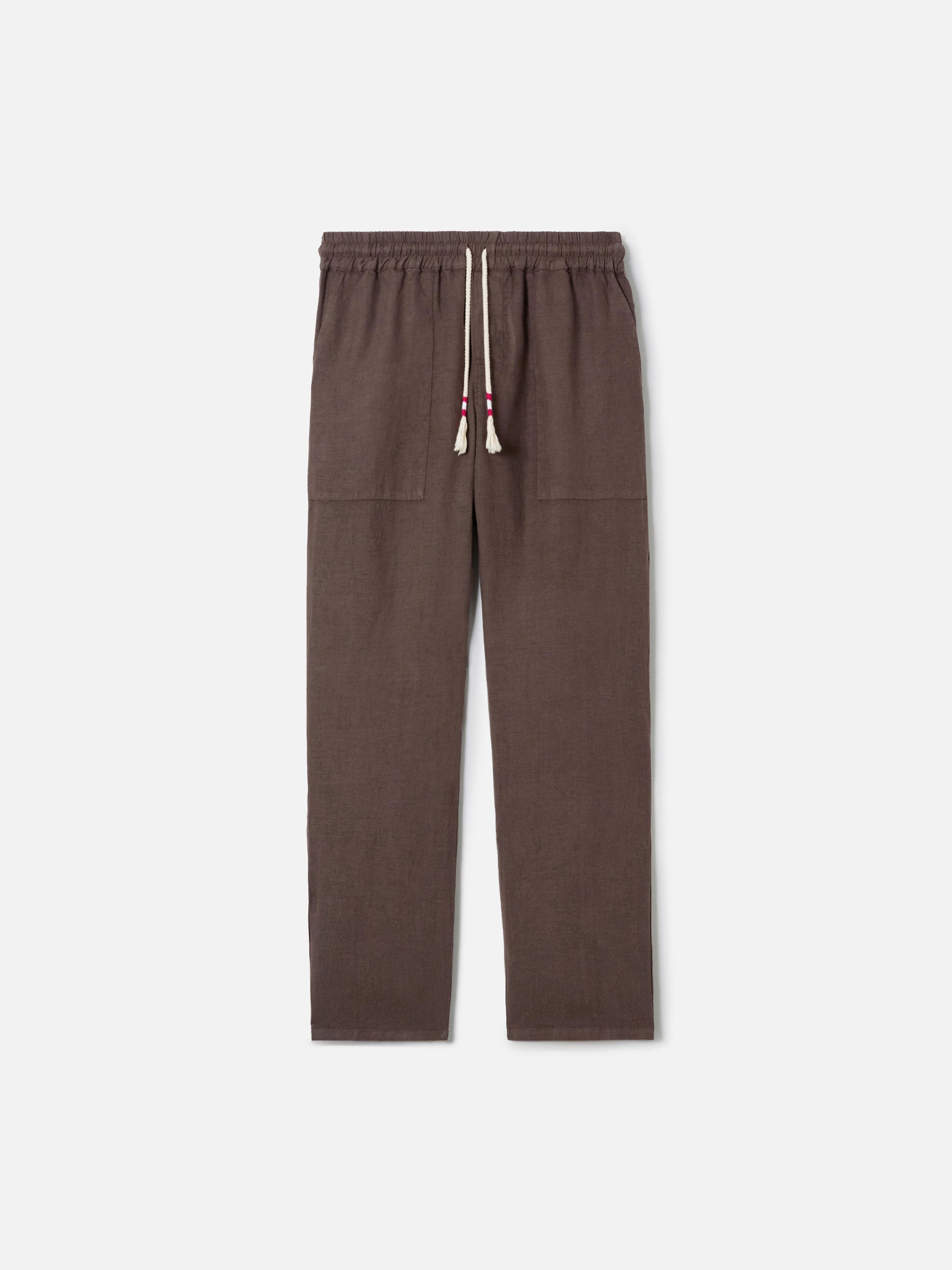 mc2-saint-barth-pantalone-calais-lungo-marrone-scuro-in-puro-lino image 6