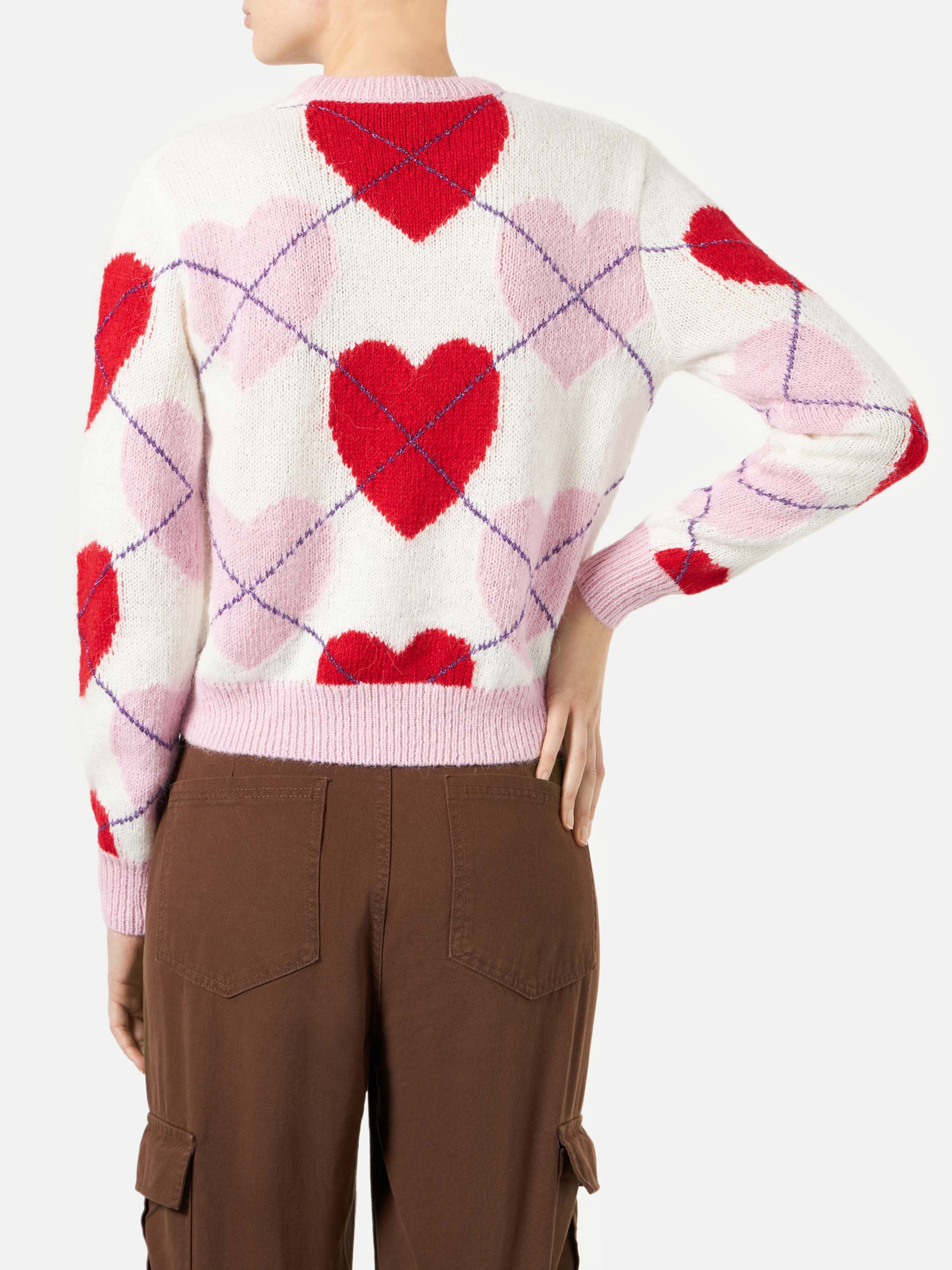 mc2-saint-barth-new-queen-crop-soft-maglione-donna-argyle-cuori-rosa-rosso image 3