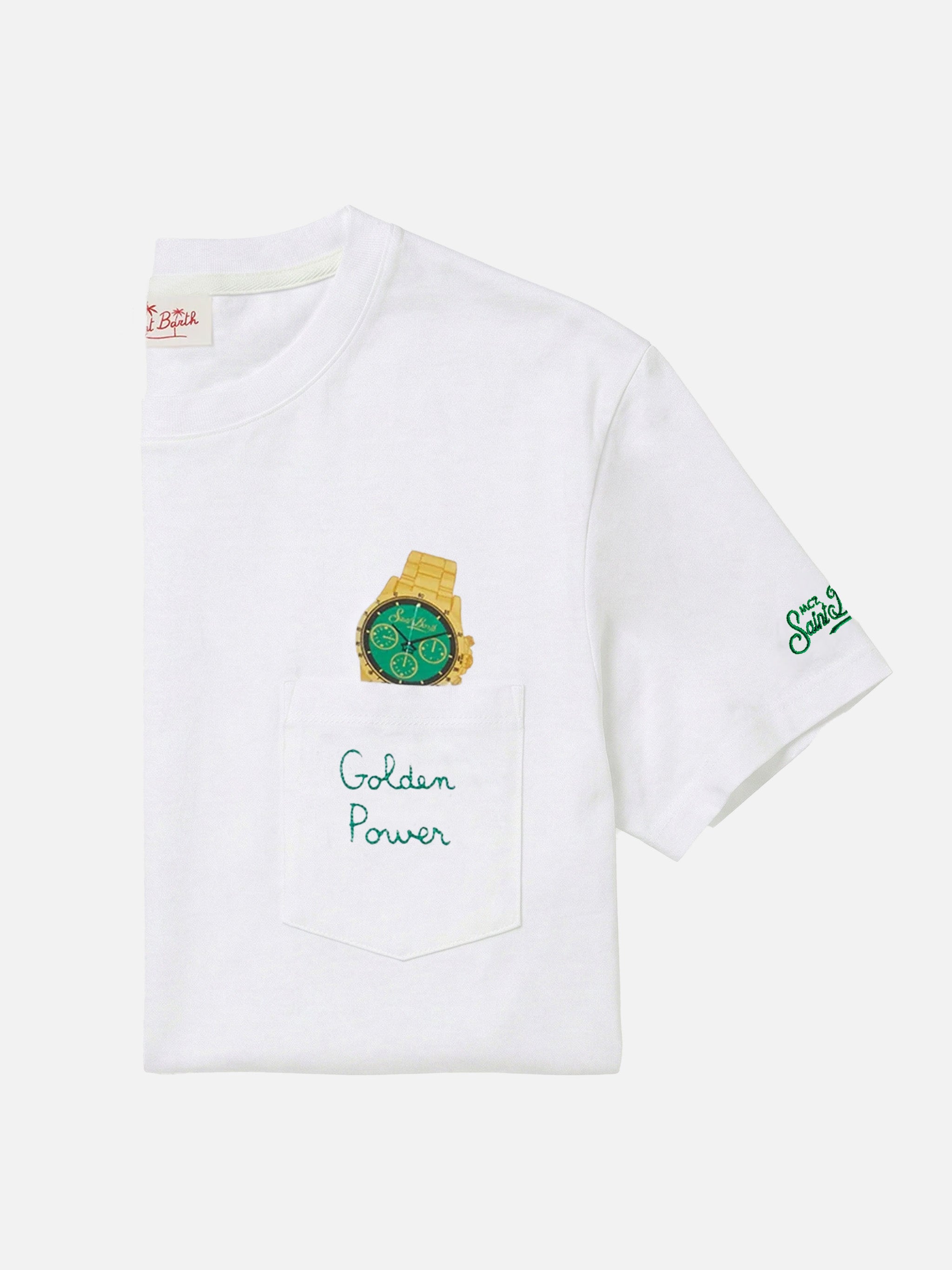 t-shirt-mc2-saint-barth-austin-in-cotone-con-ricamo-e-stampa-orologio image 1