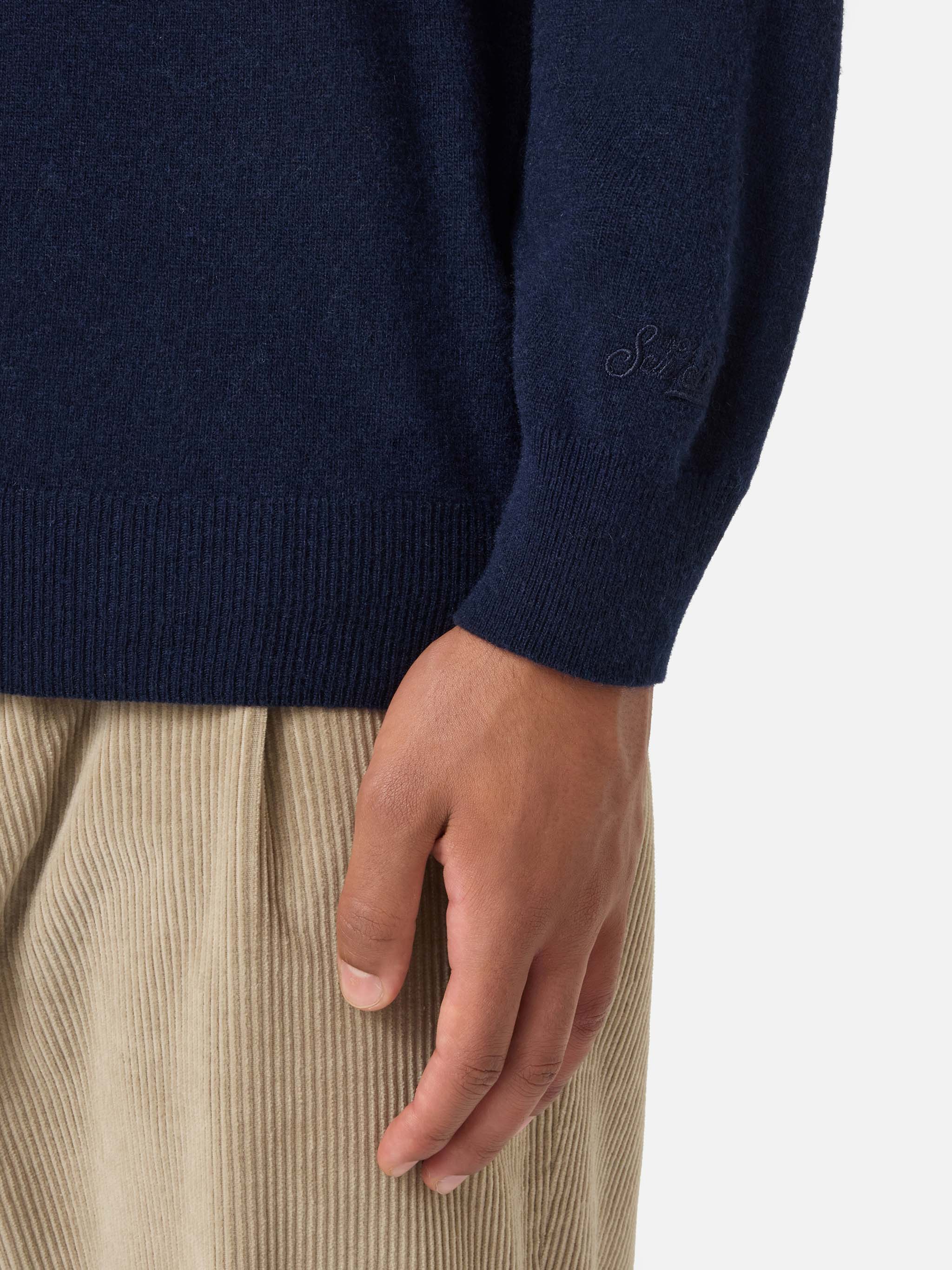 mc2-saint-barth-heron-light-maglione-girocollo-uomo-blu-navy-con-ricamo image 3