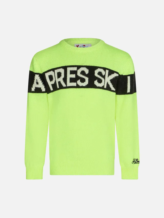 maglione-bambino-mc2-saint-barth-girocollo-scritta-apres-ski-giallo-fluo-misto-c image 1