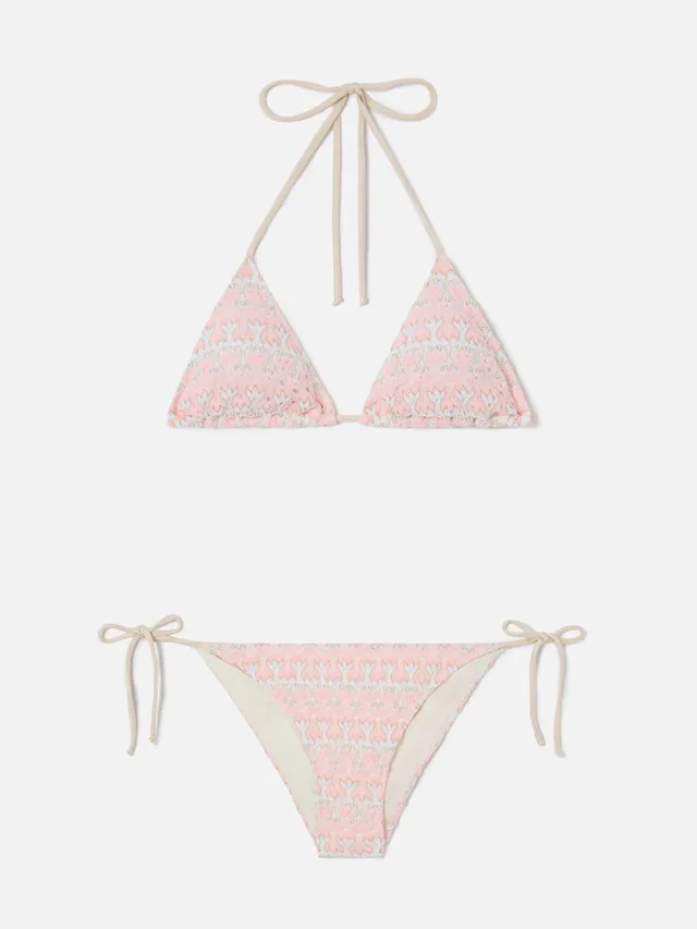 mc2-saint-barth-levyne-bikini-a-triangolo-in-raschel-floreale-rosa-e-panna image 1