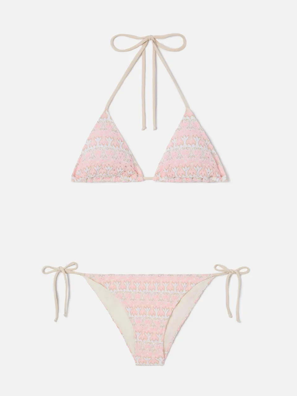 mc2-saint-barth-levyne-bikini-a-triangolo-in-raschel-floreale-rosa-e-panna image 1
