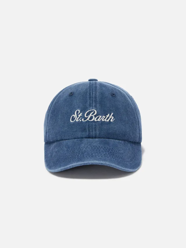 mc2-saint-barth-cappellino-davis-da-bambino-in-cotone-blu-chiaro-con-logo-ricama image 1