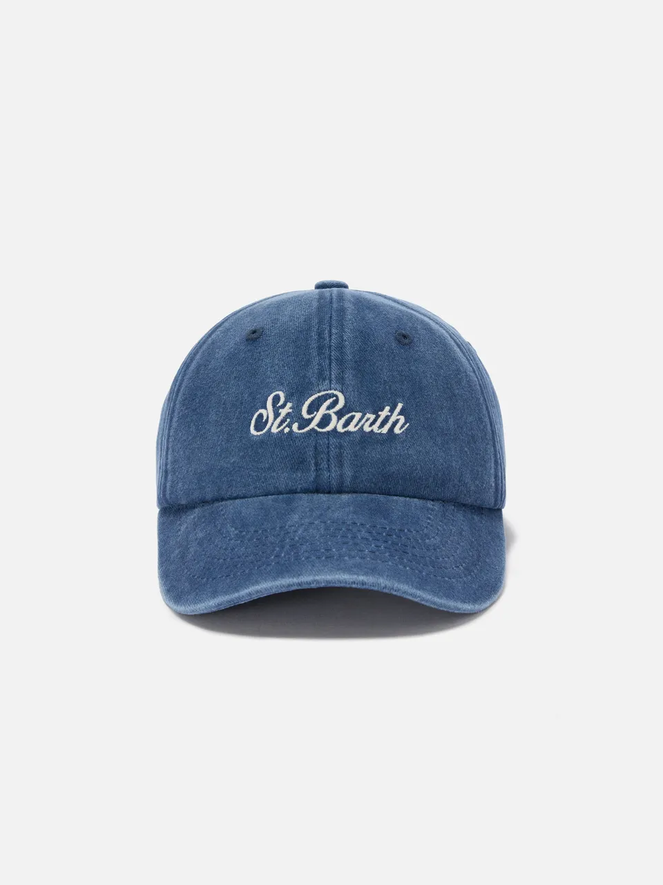 mc2-saint-barth-cappellino-davis-da-bambino-in-cotone-blu-chiaro-con-logo-ricama image 1
