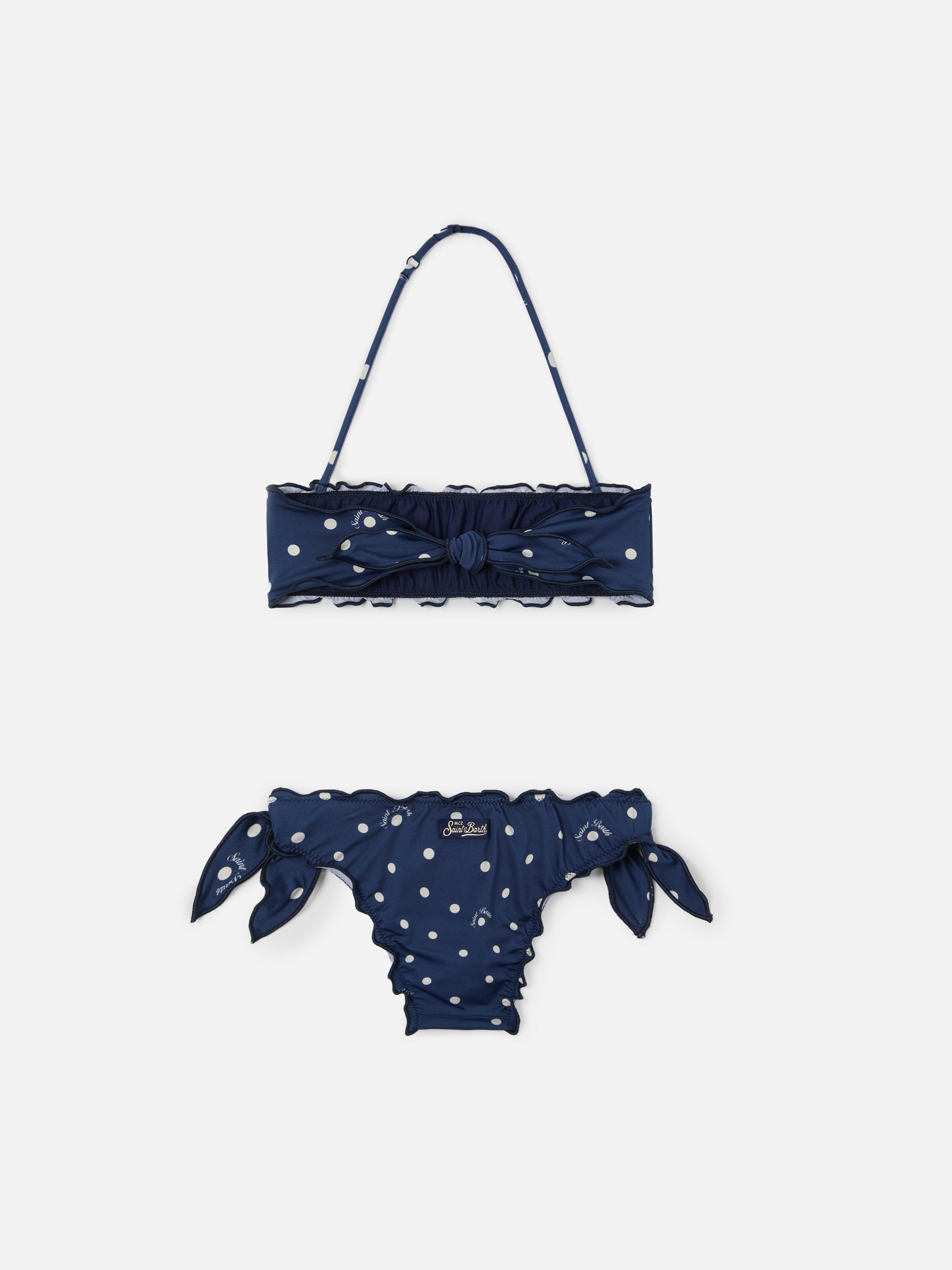 mc2-saint-barth-bikini-emy-da-bambina-navy-a-pois-con-bordi-arricciati image 2