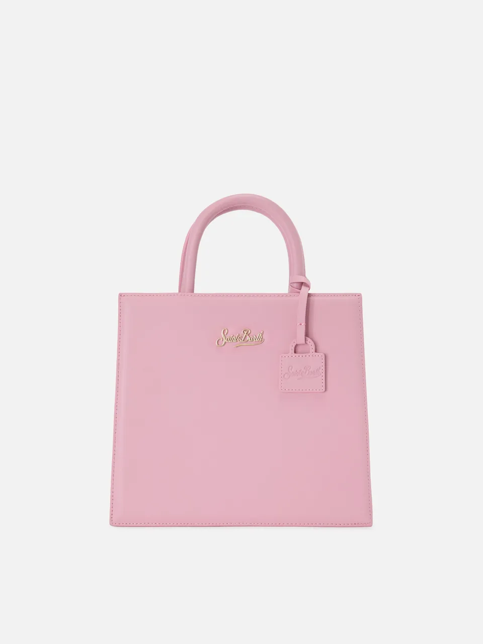 mc2-saint-barth-borsa-shop-midi-strutturata-in-pelle-liscia-rosa-con-targhetta-m image 1