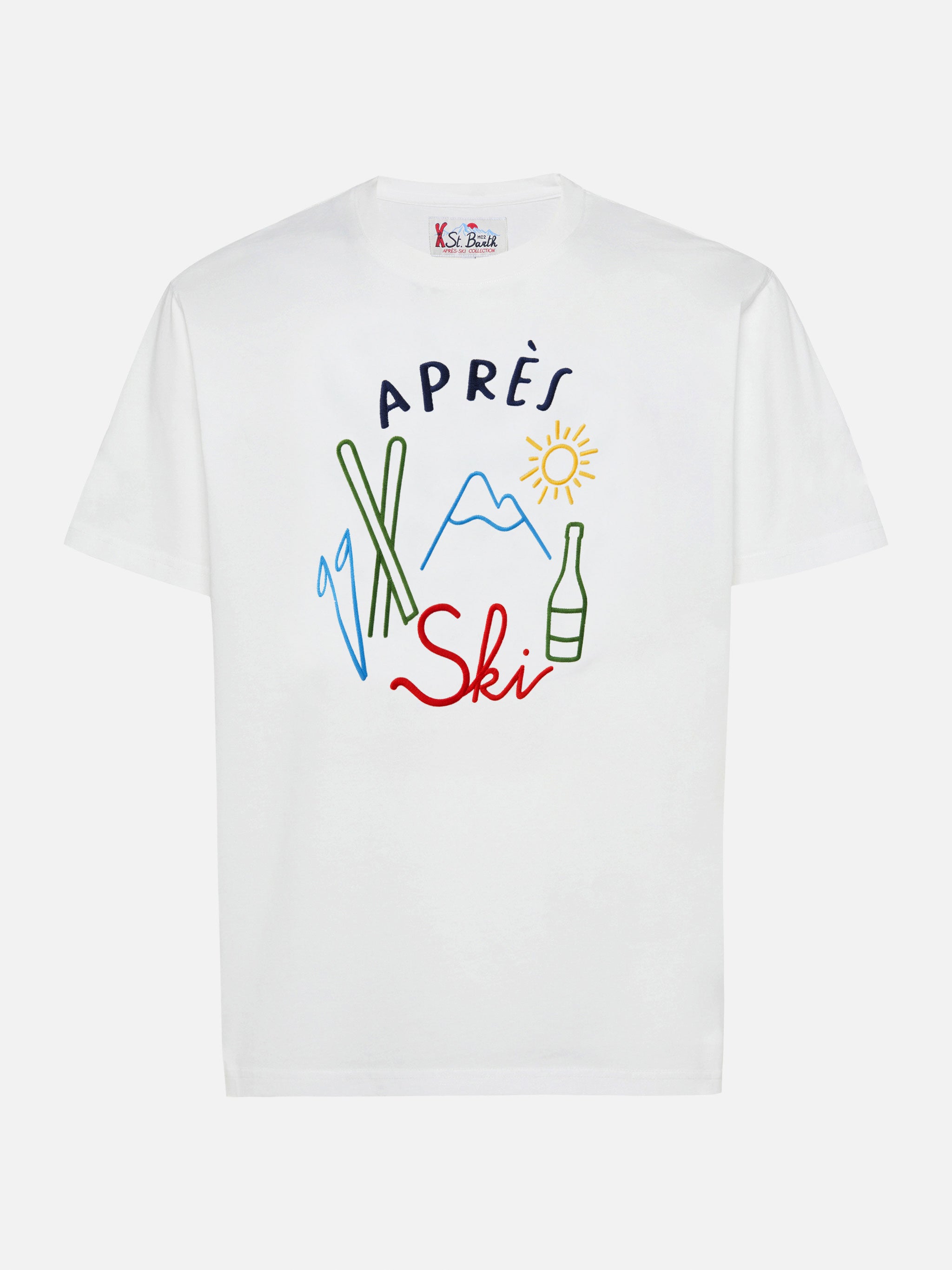 mc2-saint-barth-t-shirt-arnott-warm-bianca-in-cotone-invernale-ricamo-apr-s-ski image 4