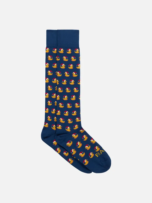 mc2-saint-barth-ducky-calze-lunghe-uomo-cotone-blu-santa-claus image 1